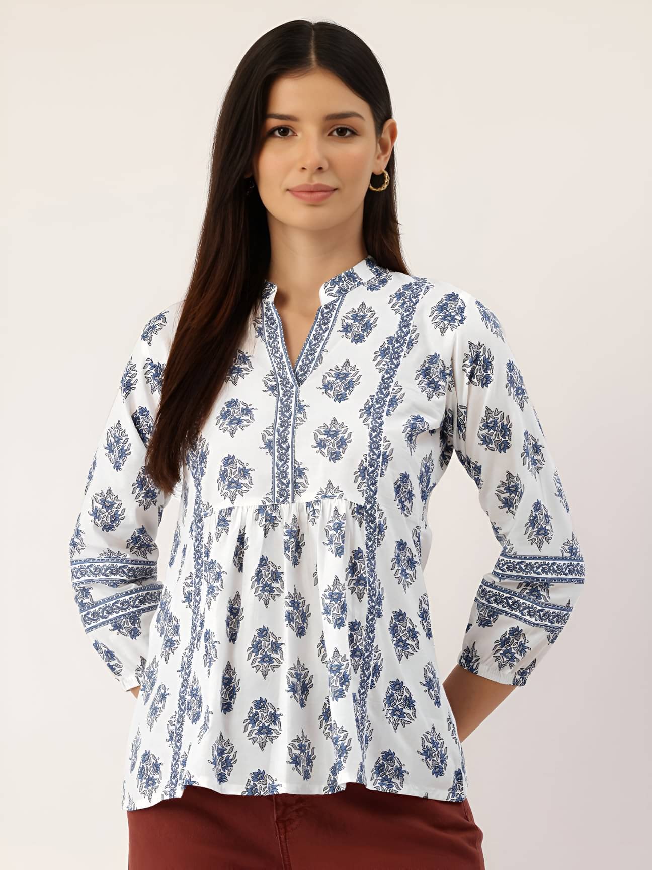 Rangun Women's Rayon Regular Top ( Blue ) Rangun Women's Rayon Regular Top ( Blue )