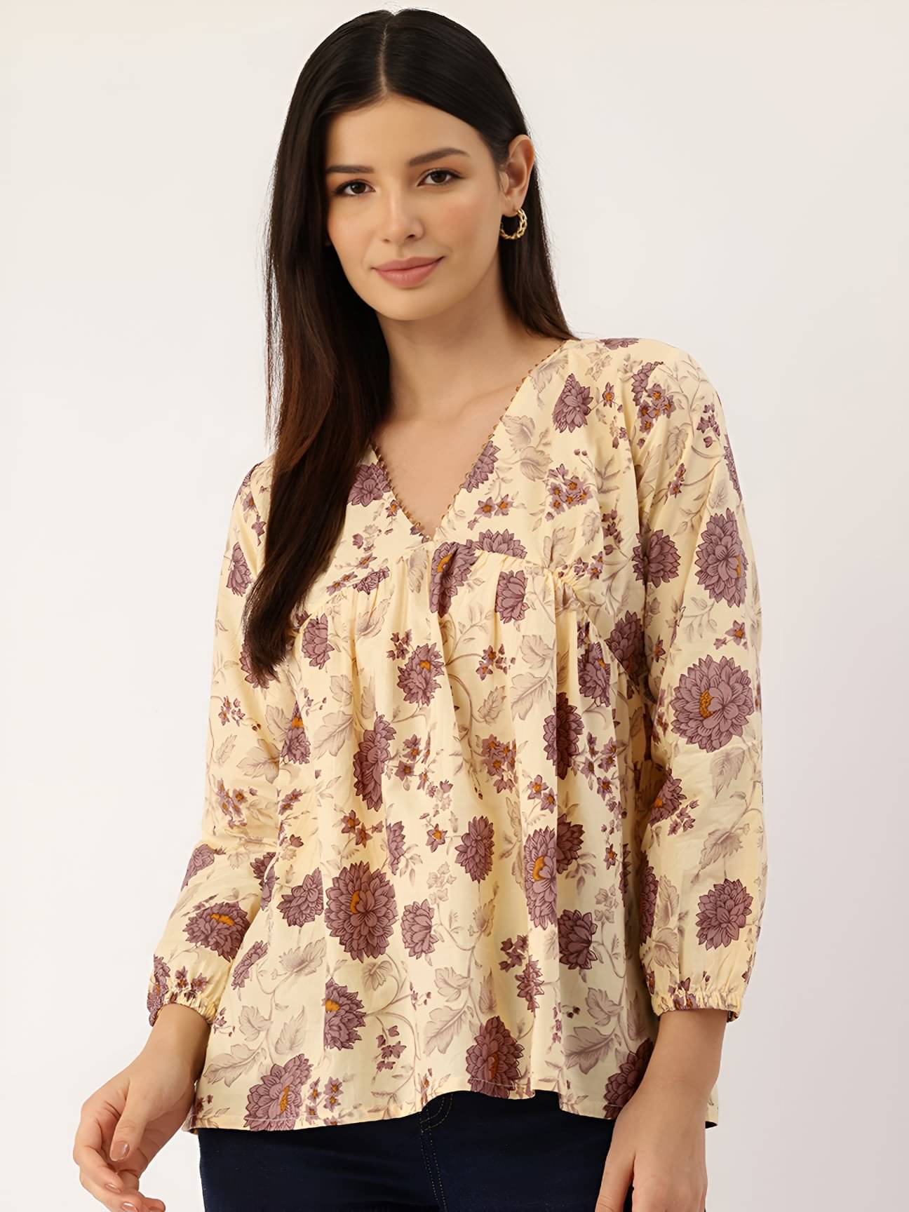 Rangun Women's Rayon Regular Top ( Beige ) Rangun Women's Rayon Regular Top ( Beige )
