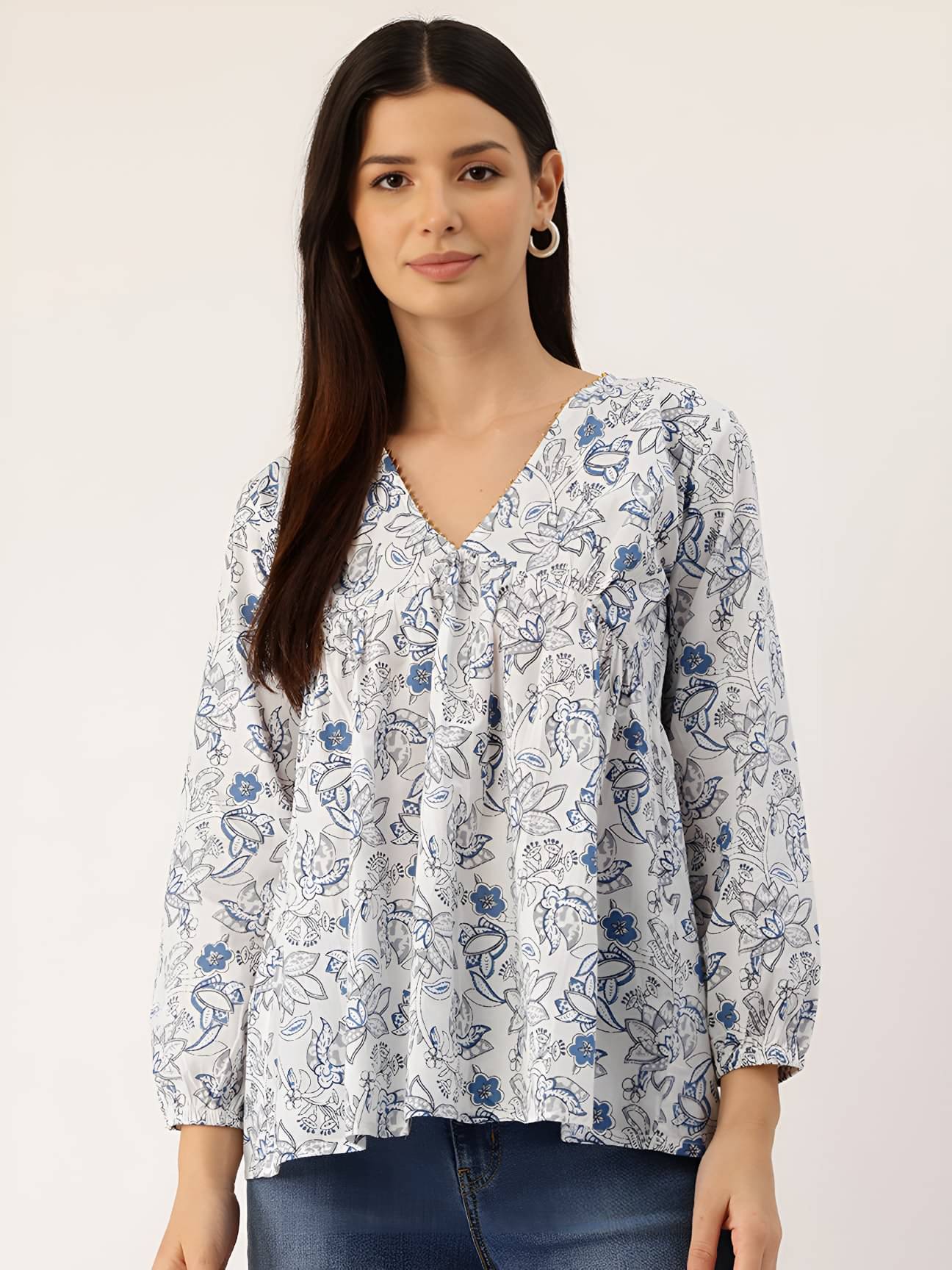 Rangun Women's Rayon Regular Top ( Blue ) Rangun Women's Rayon Regular Top ( Blue )