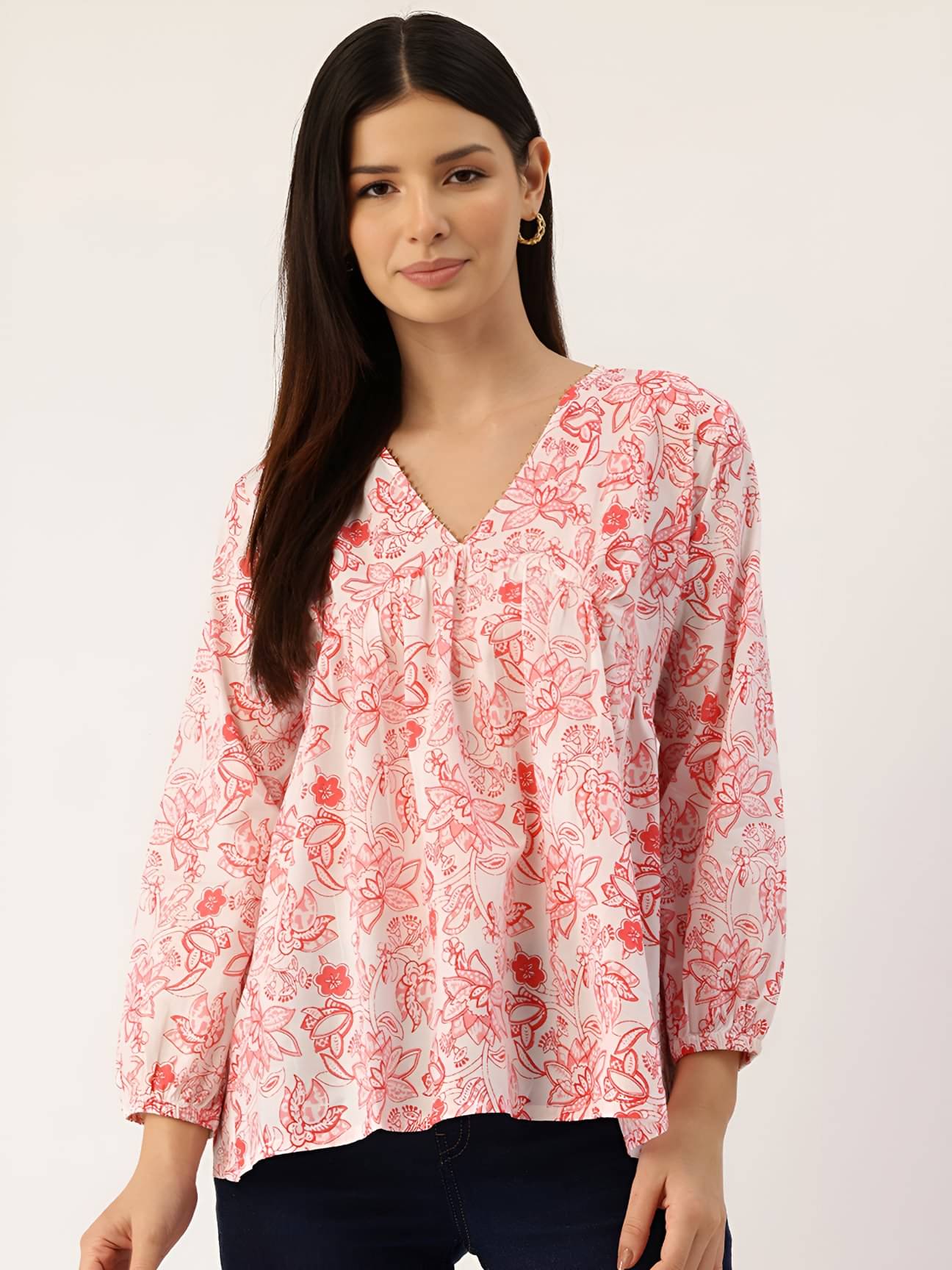 Rangun Women's Rayon Regular Top ( Red ) Rangun Women's Rayon Regular Top ( Red )