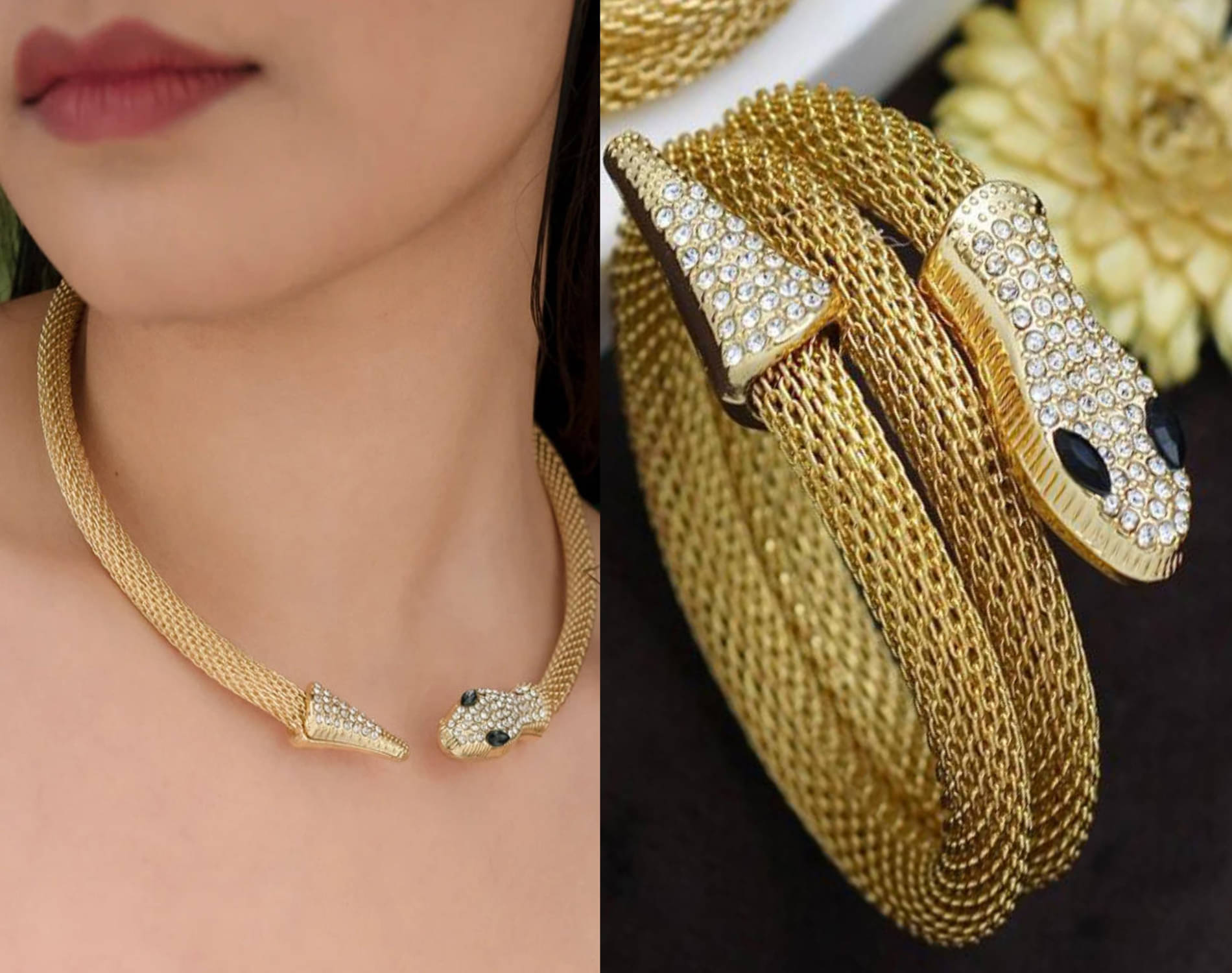     			Rhosyn Golden Stainless Steel Necklace ( Pack of 2 )