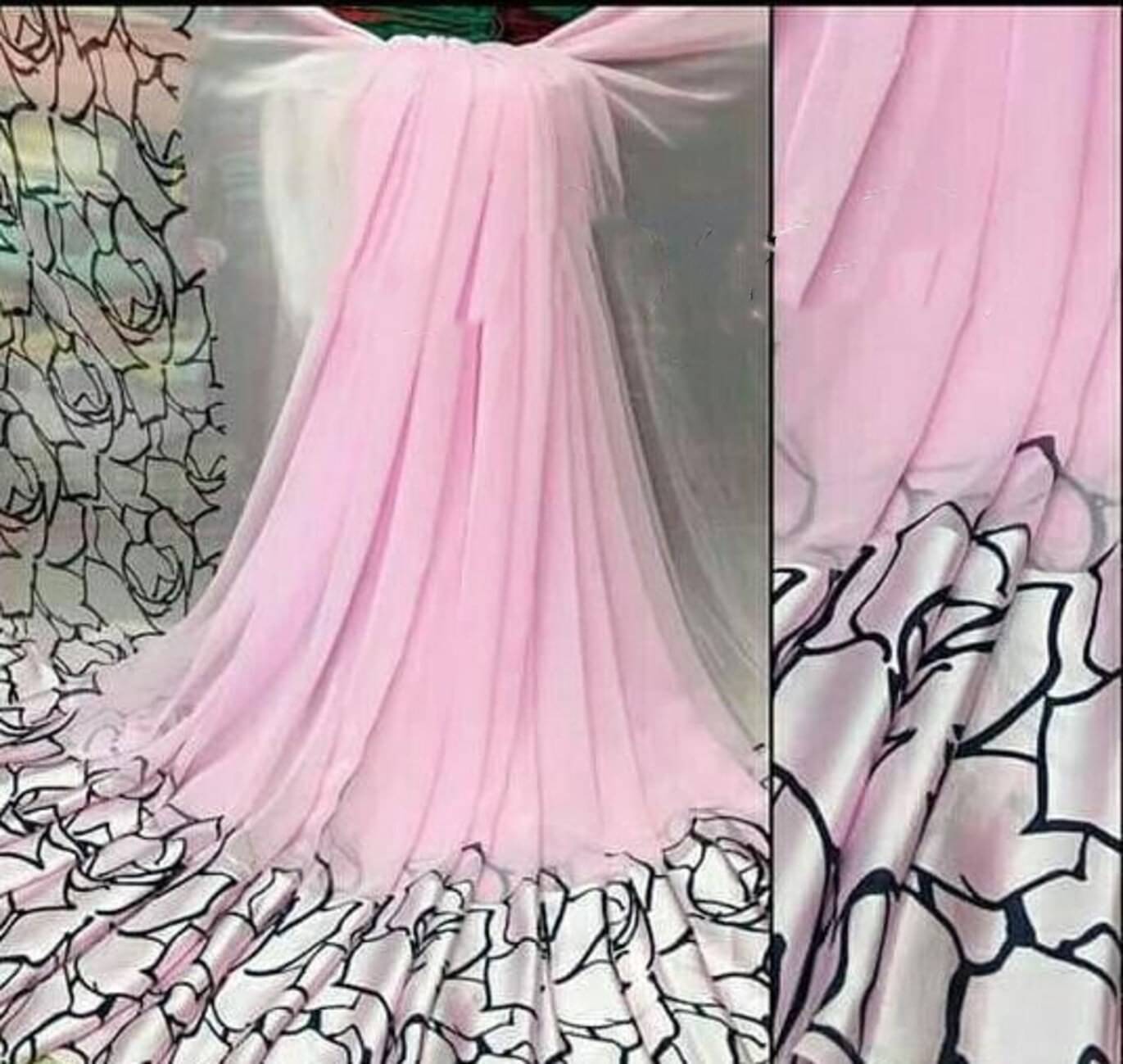     			SHIRODHARI Satin Printed Saree With Unstitched Blouse Piece ( Pink )