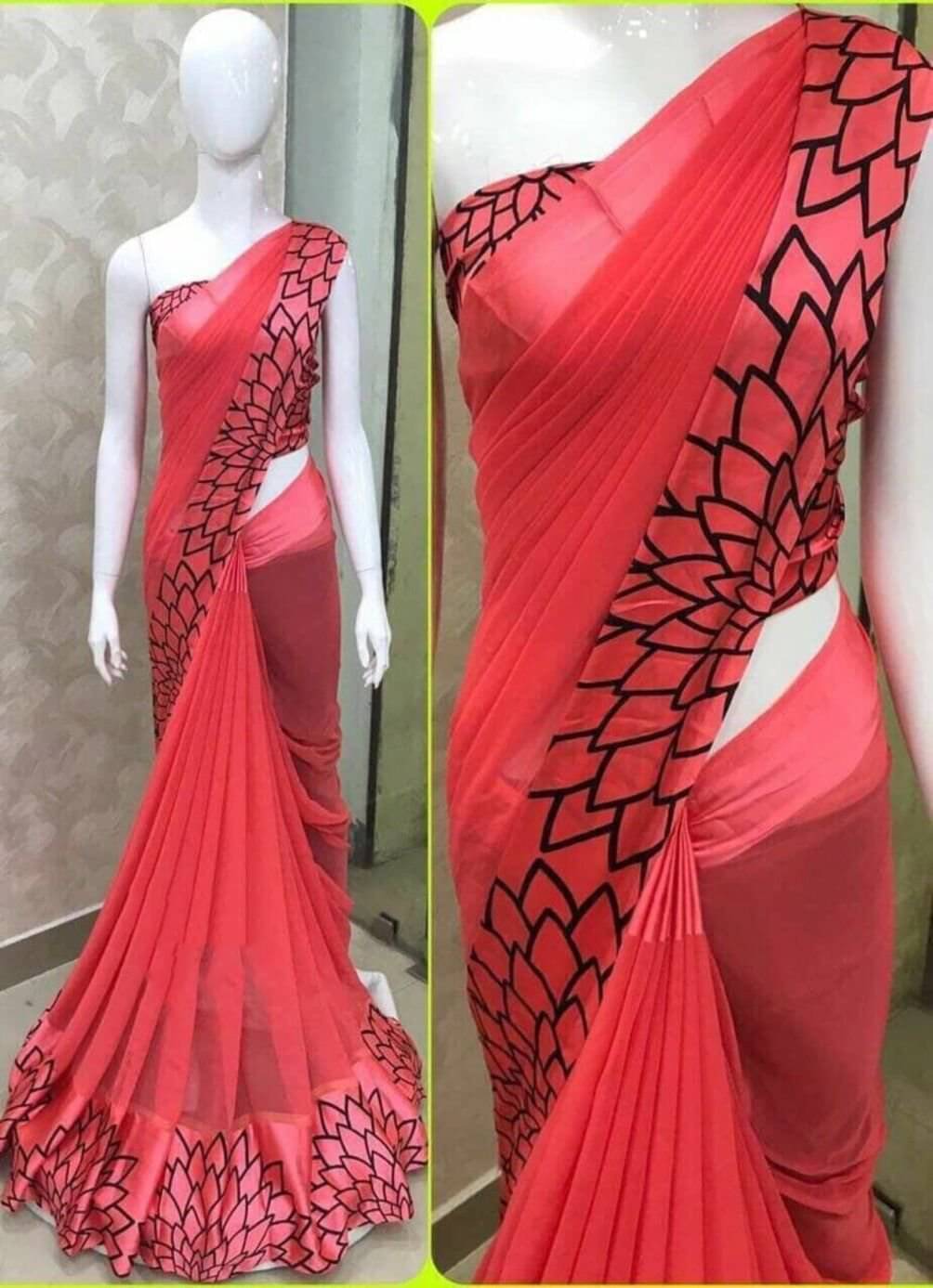 SHIRODHARI Satin Printed Saree With Unstitched Blouse Piece ( Fluorescent Pink ) SHIRODHARI Satin Printed Saree With Unstitched Blouse Piece ( Fluorescent Pink )