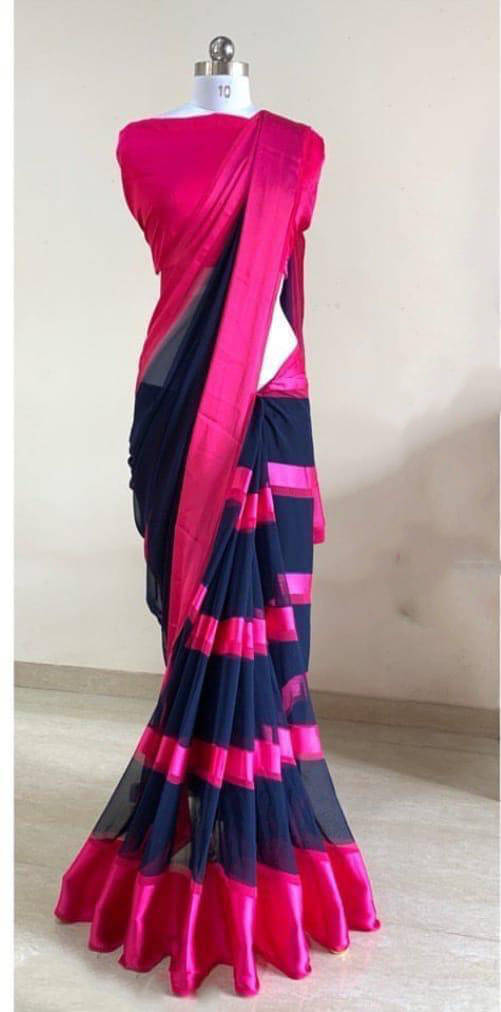     			SHIRODHARI Satin Printed Saree With Unstitched Blouse Piece ( Pink )