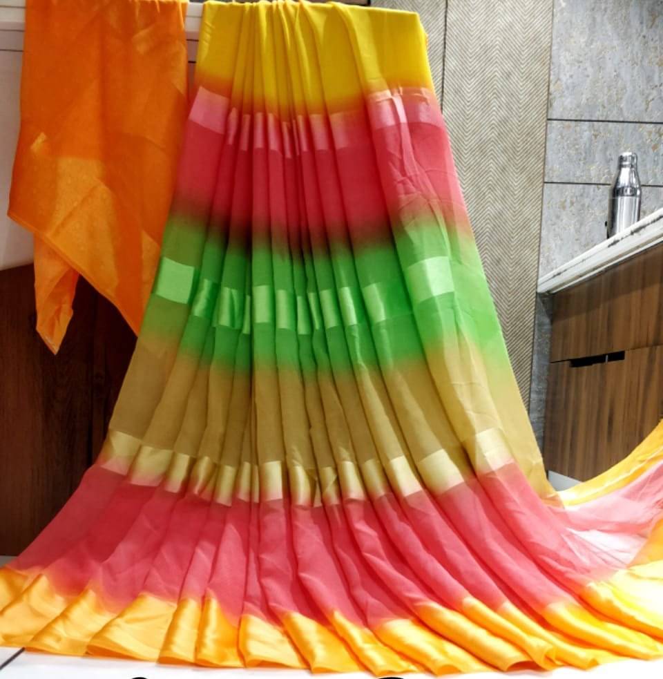 SHIRODHARI Satin Printed Saree With Unstitched Blouse Piece ( Orange ) SHIRODHARI Satin Printed Saree With Unstitched Blouse Piece ( Orange )