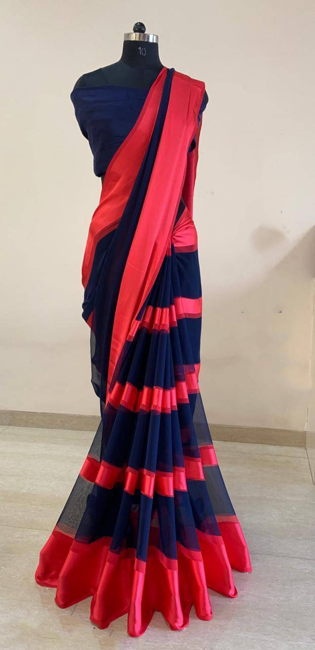    			SHIRODHARI Satin Printed Saree With Unstitched Blouse Piece ( Red )