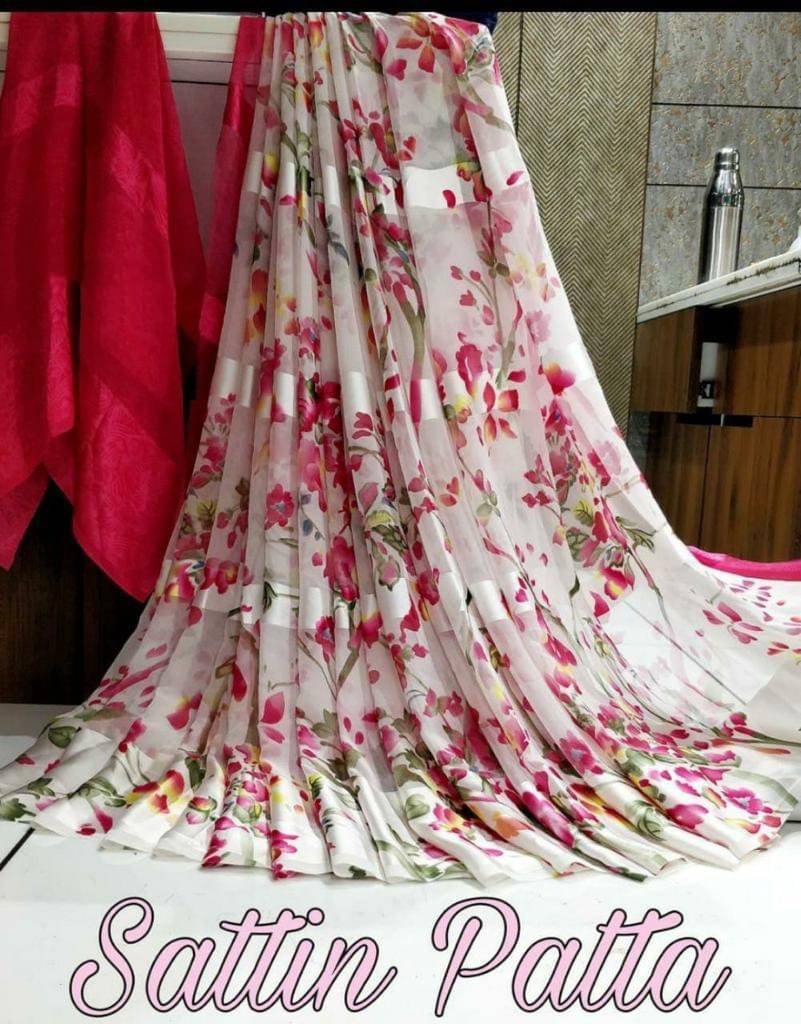 SHIRODHARI Satin Printed Saree With Unstitched Blouse Piece ( Pink ) SHIRODHARI Satin Printed Saree With Unstitched Blouse Piece ( Pink )