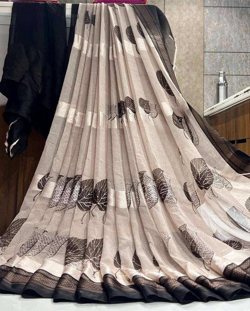     			SHIRODHARI Satin Printed Saree With Unstitched Blouse Piece ( White )
