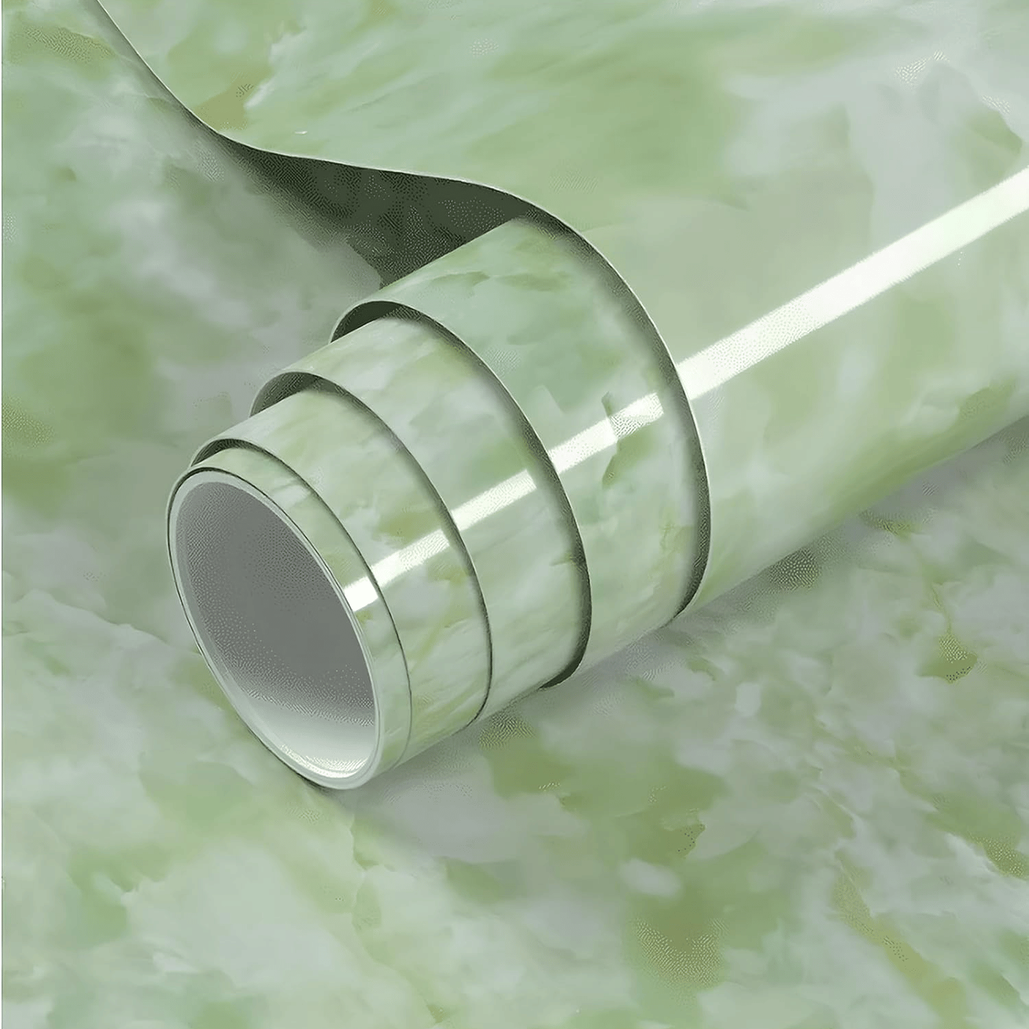     			Self Adhesive Green Marble Wallpaper Roll | Pack of 2 | Glossy Finish | Waterproof PVC Wall Sticker | 60x200cm Each | Peel and Stick Contact Paper for Walls & Furniture