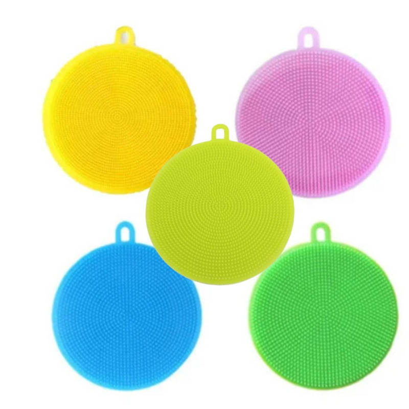 Silicone Sponge Dish Scrubber-Non Stick Cleaning Dish pack of 5 Silicone Sponge Dish Scrubber-Non Stick Cleaning Dish pack of 5