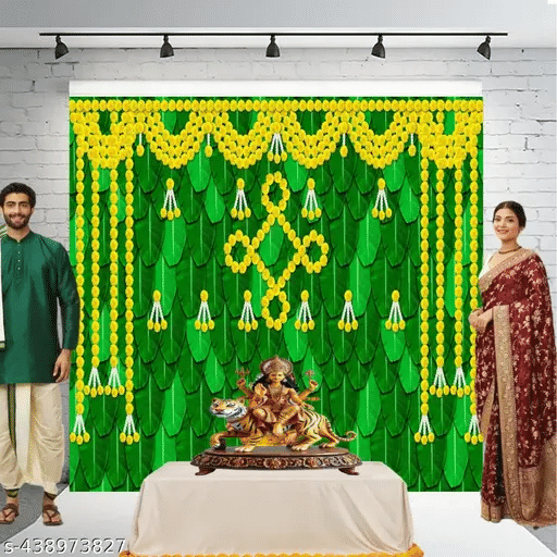Festive Backdrop Decorative Curtain For Durga Pooja Festival Backdrop (5 X 5 ft) Festive Backdrop Decorative Curtain For Durga Pooja Festival Backdrop (5 X 5 ft)