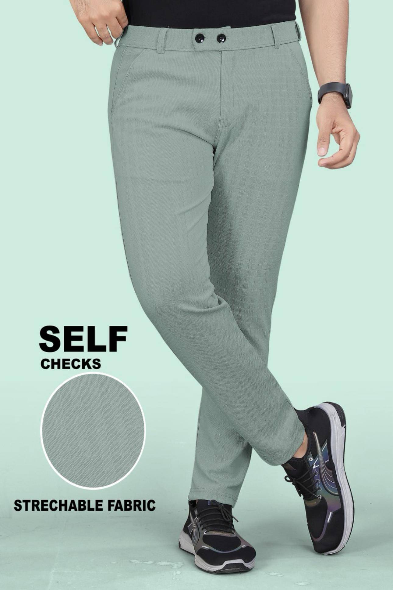     			UPQUEDS Regular Flat Men's Trouser - Mint Green ( Pack of 1 )