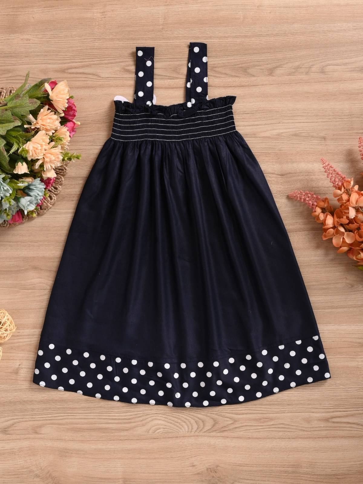     			UPTREND VESTURE Cotton Blend Dress For Baby Girls ( Pack of 1 , Dark Blue )