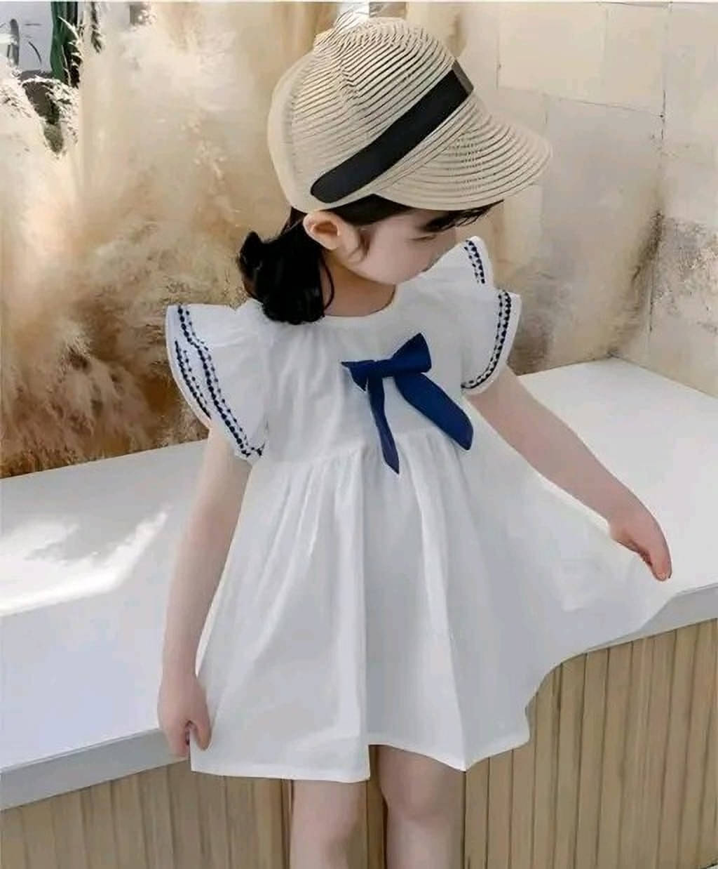     			UPTREND VESTURE Cotton Blend Dress For Baby Girls ( Pack of 1 , White )