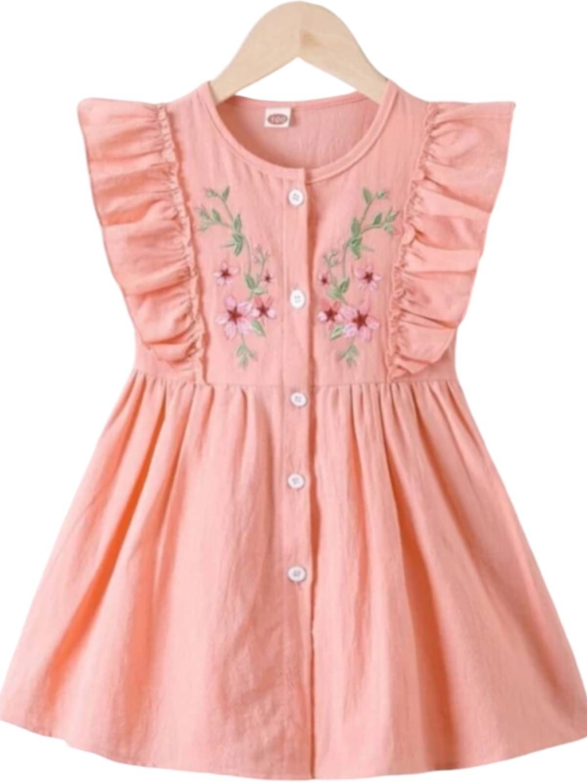    			UPTREND VESTURE Cotton Blend Dress For Girls ( Pack of 1 , White )