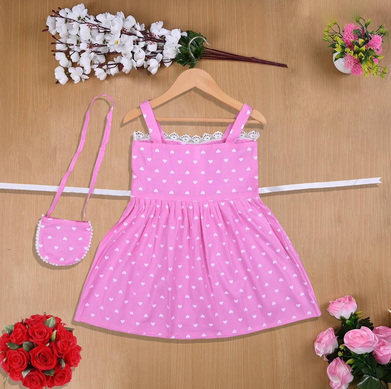     			UPTREND VESTURE Cotton Blend Dress For Baby Girls ( Pack of 1 , Pink )