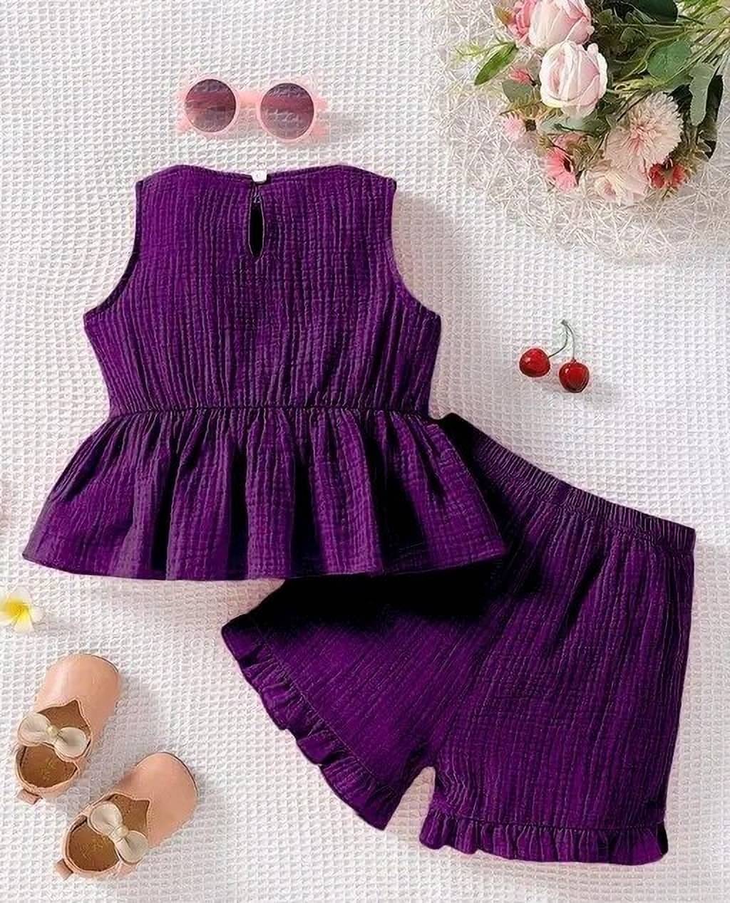     			UPTREND VESTURE Cotton Blend Dress For Baby Girls ( Pack of 1 , Purple )