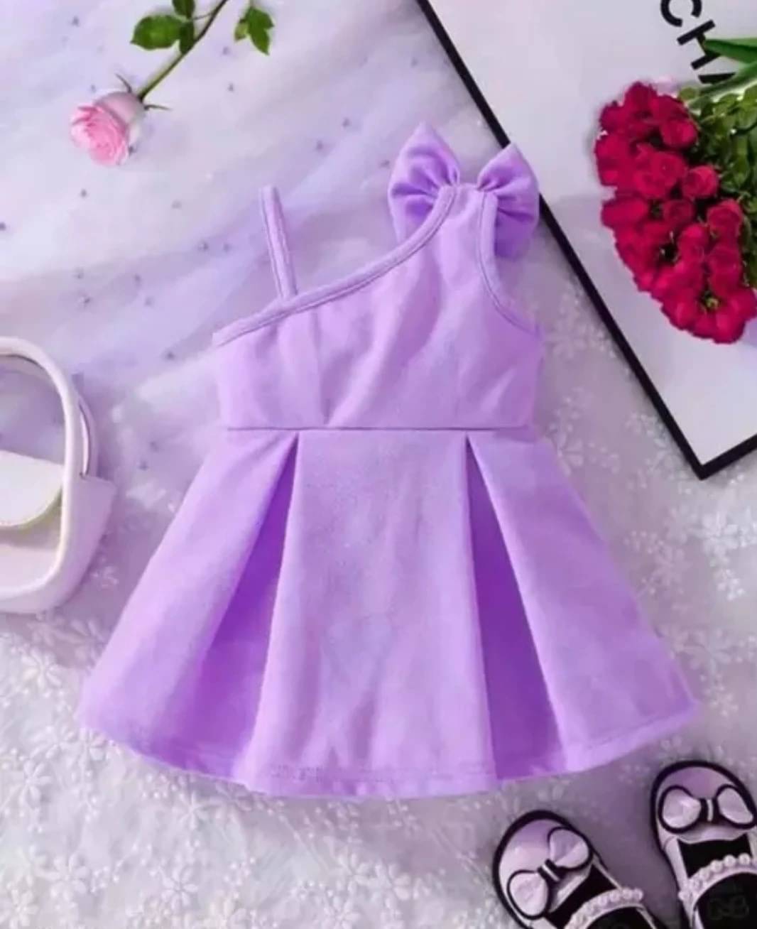     			UPTREND VESTURE Crepe Dress For Baby Girls ( Pack of 1 , Purple )