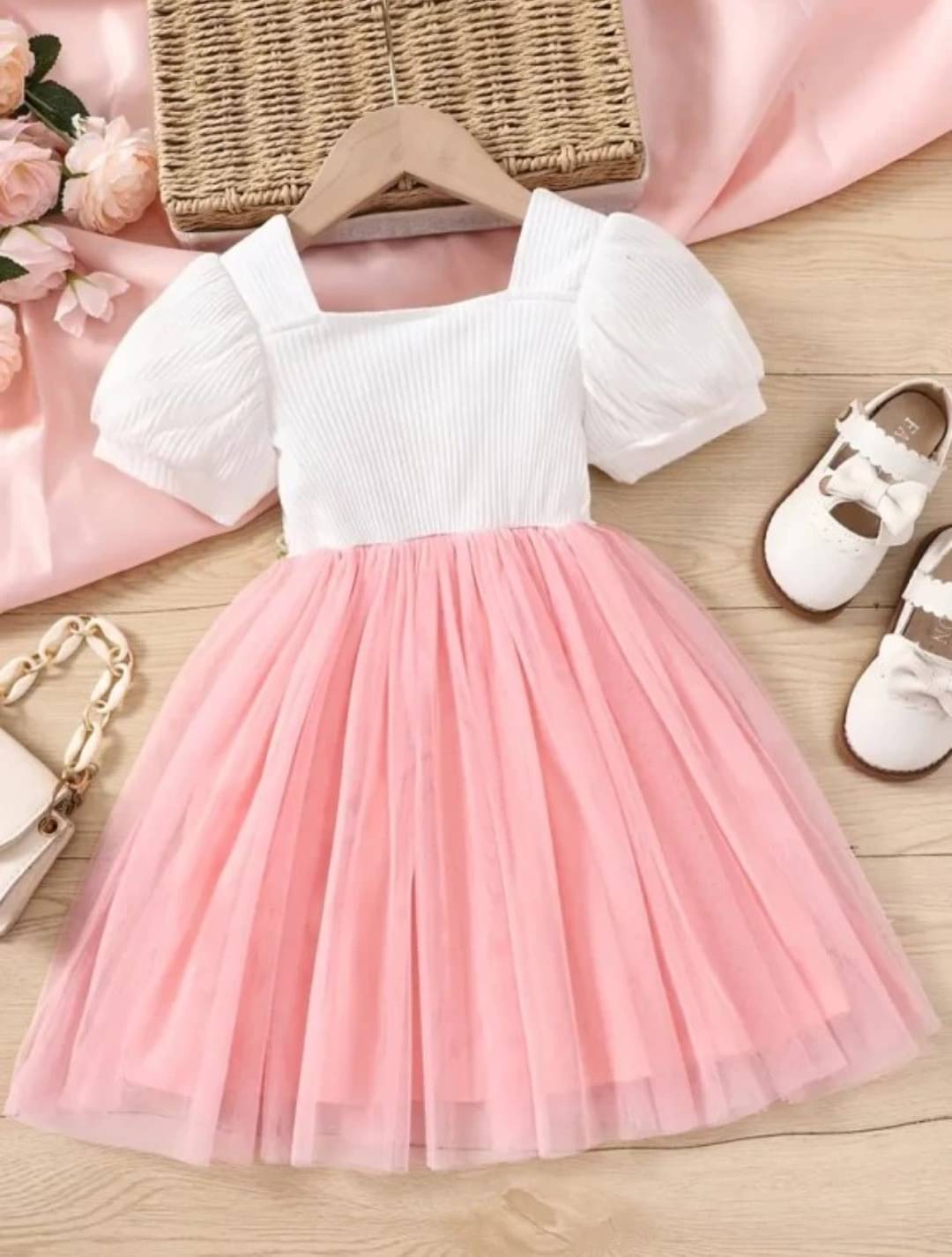 UPTREND VESTURE Net Dress For Girls ( Pack of 1 , Pink )     			UPTREND VESTURE Net Dress For Girls ( Pack of 1 , Pink )
