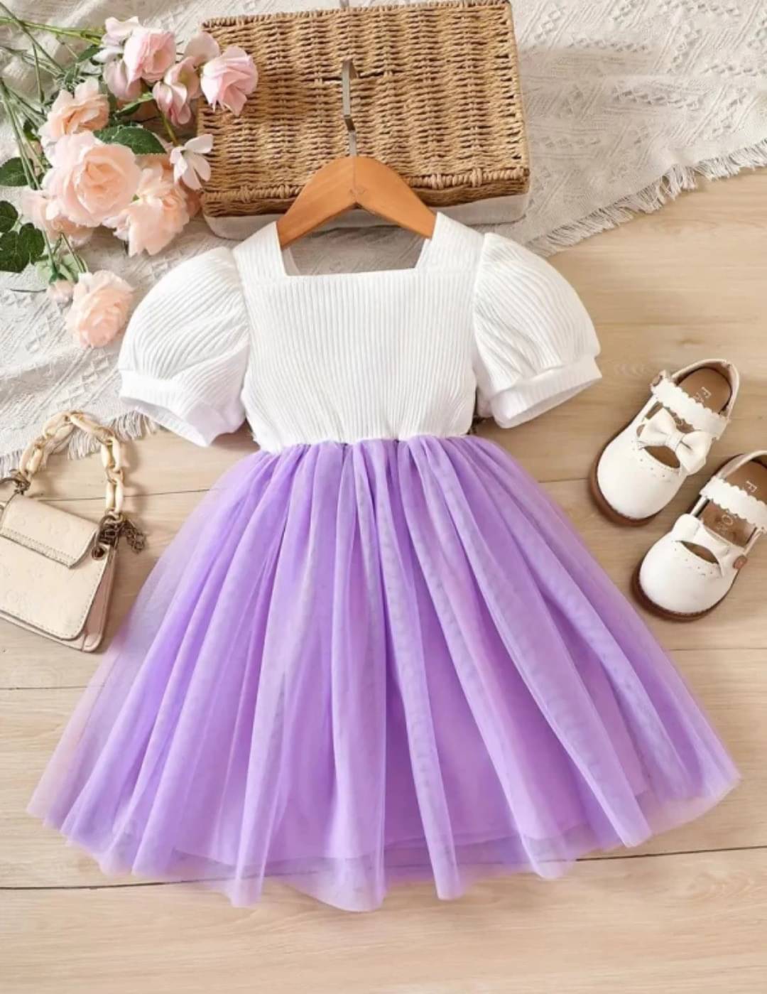     			UPTREND VESTURE Net Dress For Girls ( Pack of 1 , Purple )