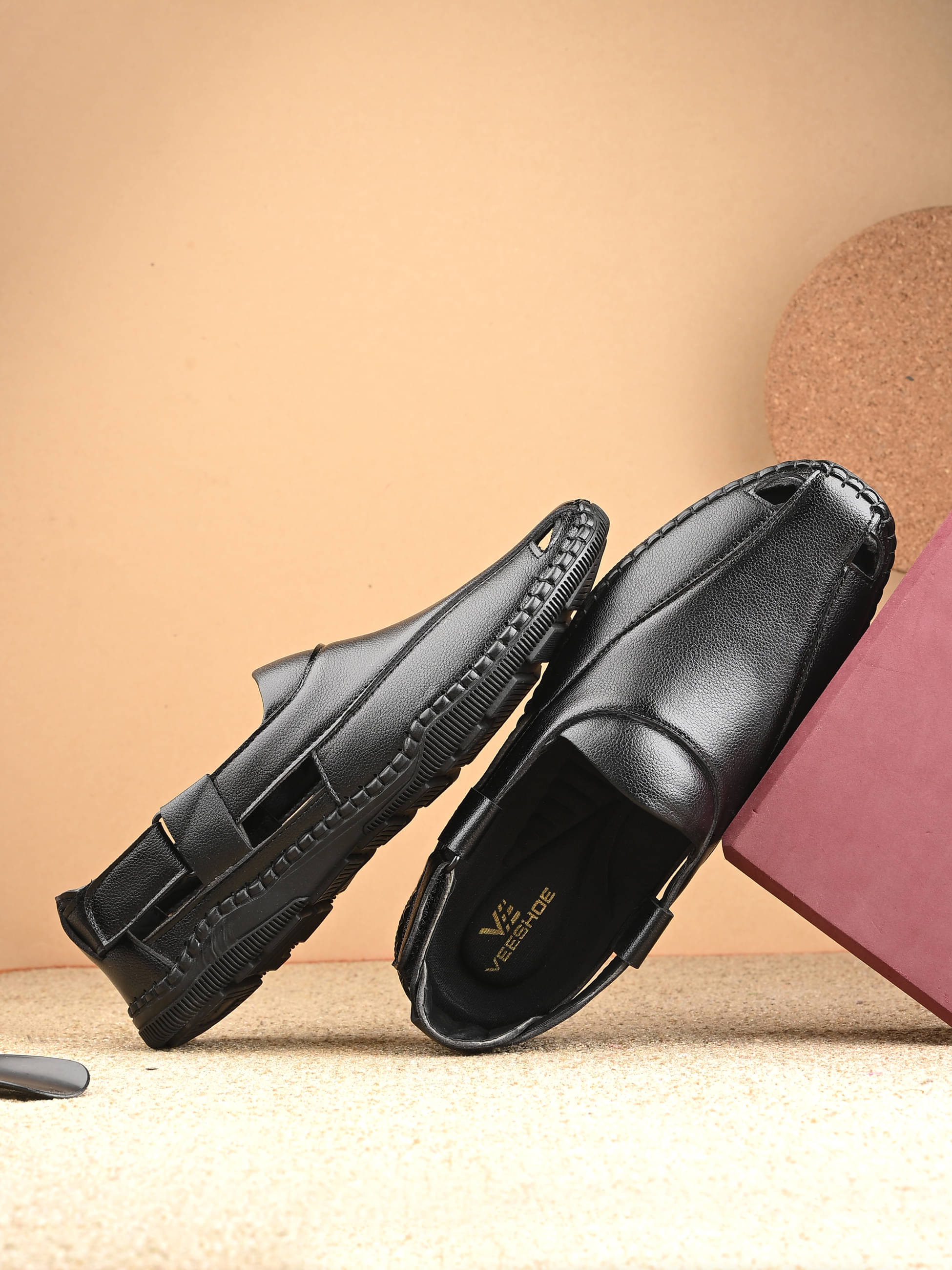     			VEESHOE - Black Men's Sandals