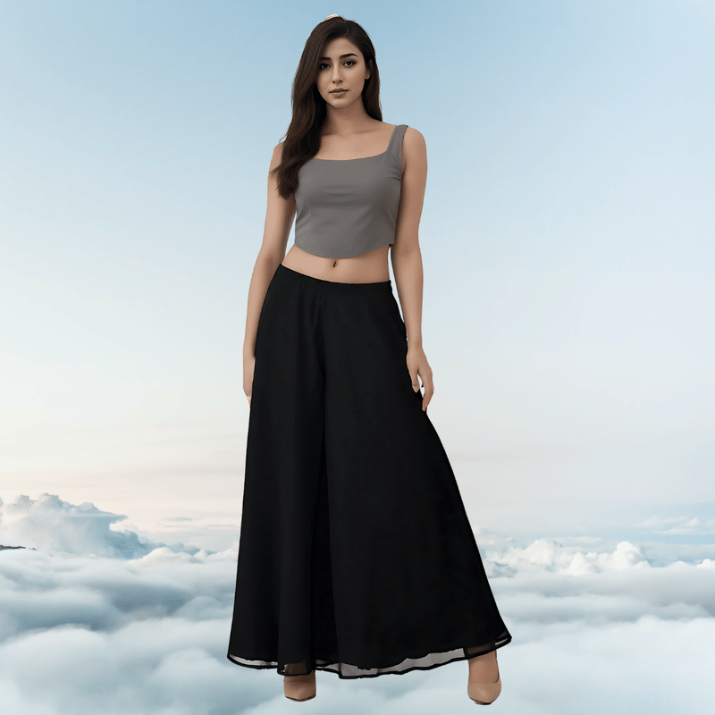     			rangvini Women Georgette Palazzo ( Black )