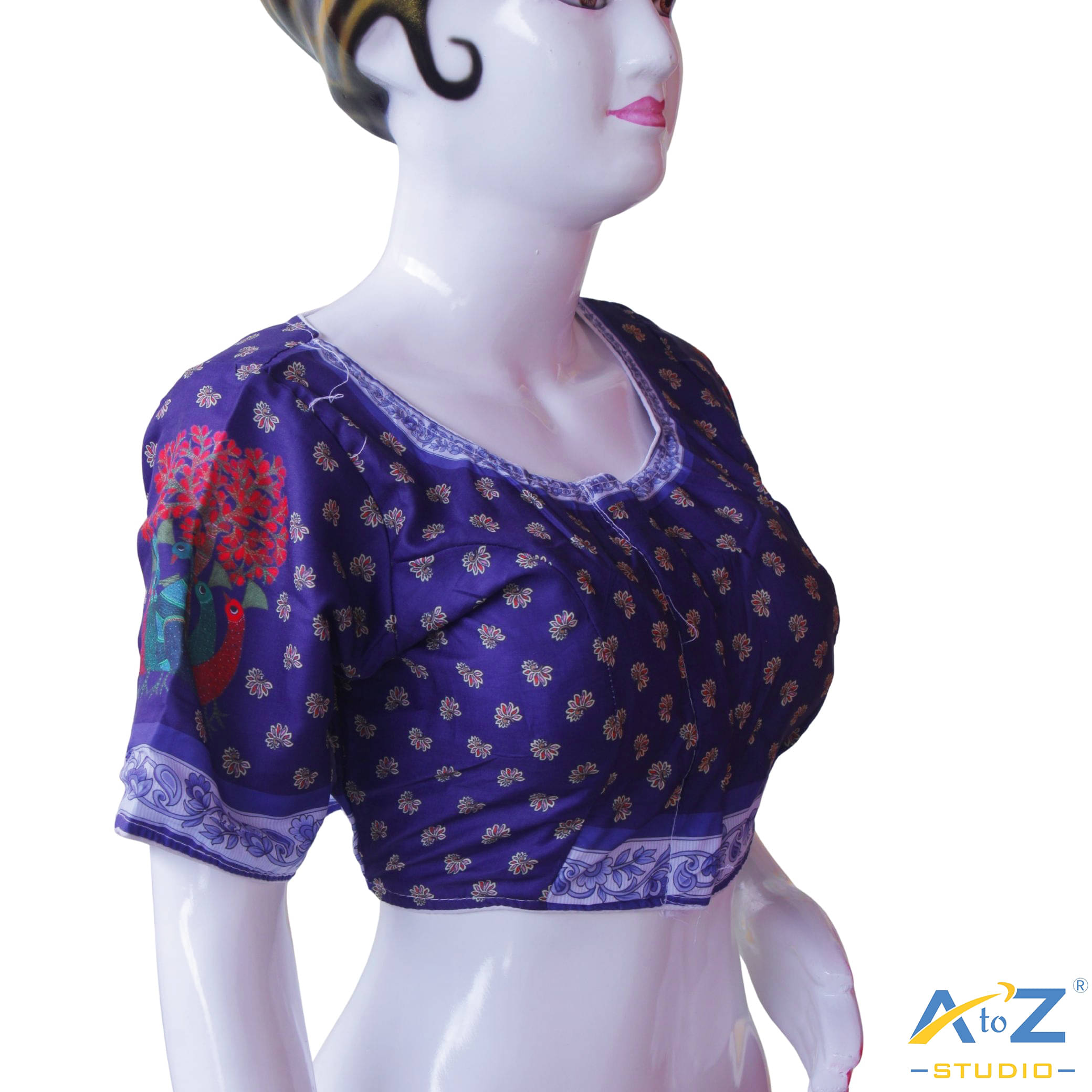     			A to Z Studio Blue Readymade with Pad Silk Blend Women's Blouse ( Pack of 1 )