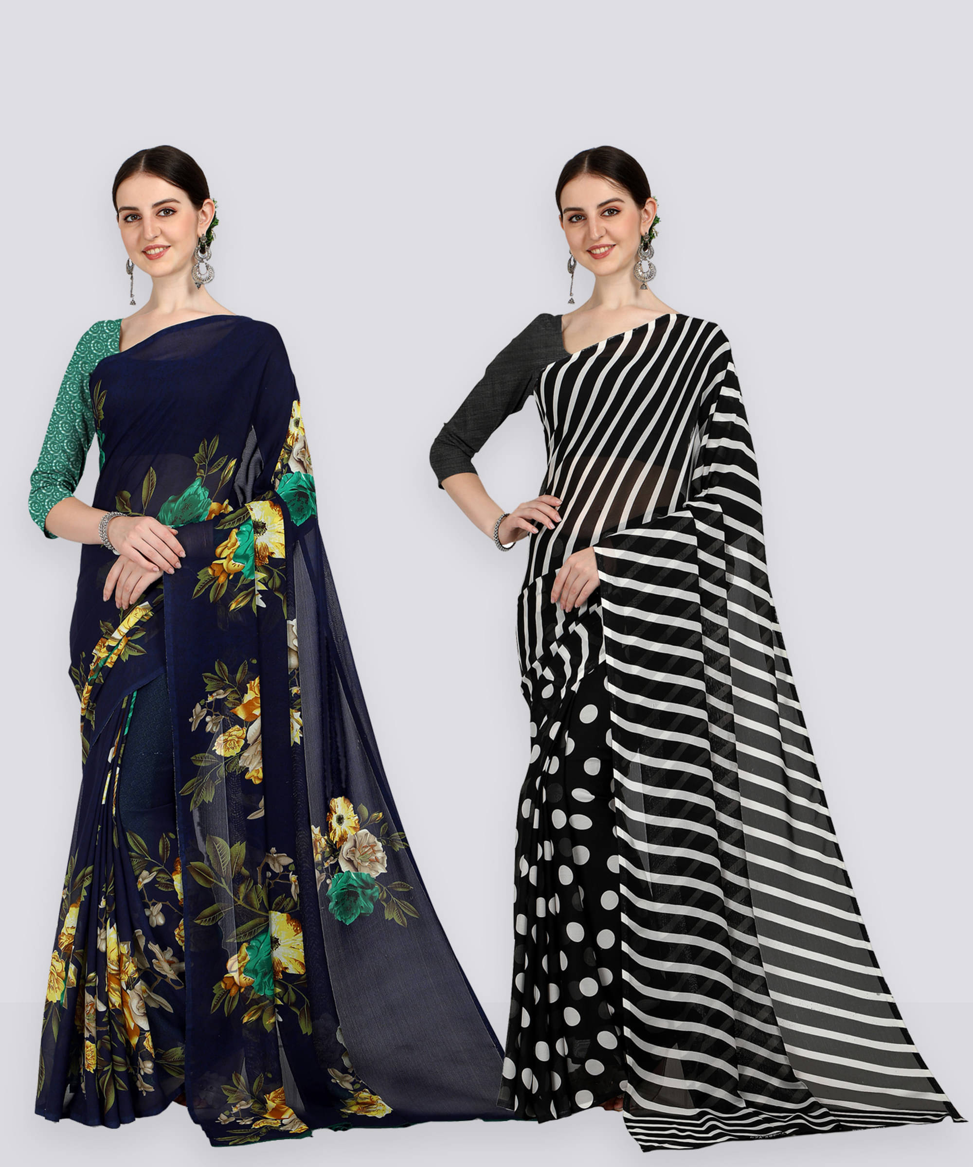     			ANAND SAREES Georgette Printed Saree With Unstitched Blouse Piece ( Multicolor )