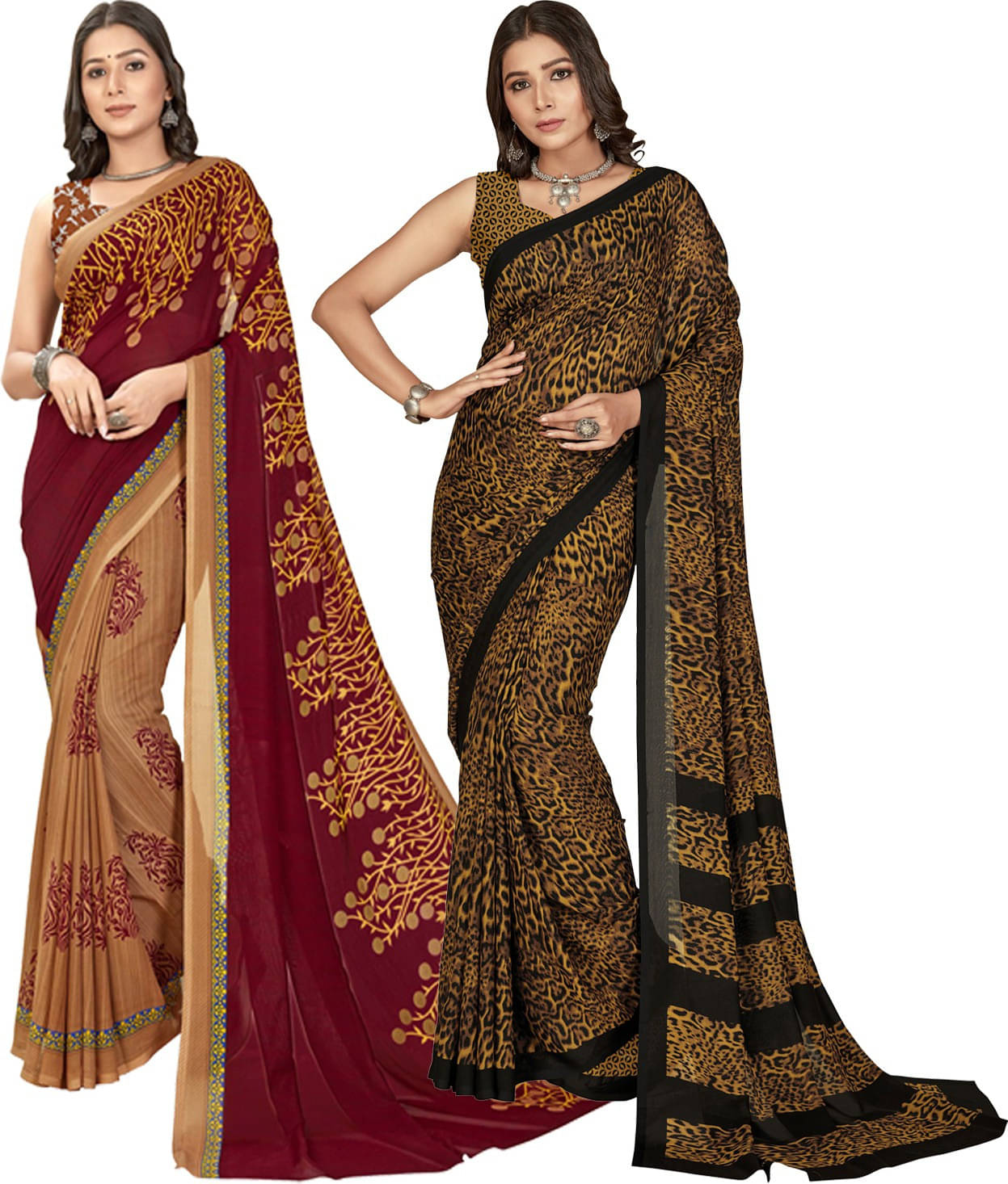 ANAND SAREES Georgette Printed Saree With Unstitched Blouse Piece ( Multicolor ) ANAND SAREES Georgette Printed Saree With Unstitched Blouse Piece ( Multicolor )
