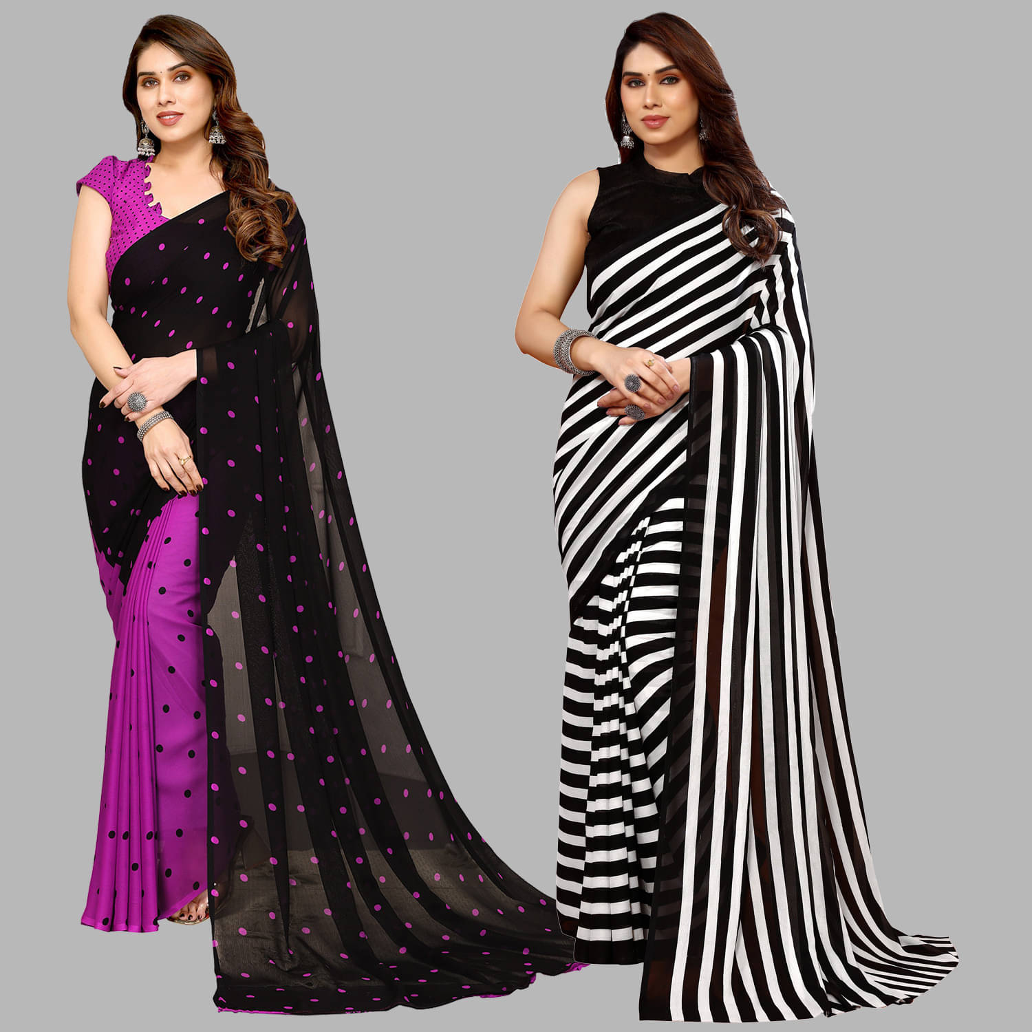 ANAND SAREES Georgette Printed Saree With Unstitched Blouse Piece ( Multicolor ) ANAND SAREES Georgette Printed Saree With Unstitched Blouse Piece ( Multicolor )