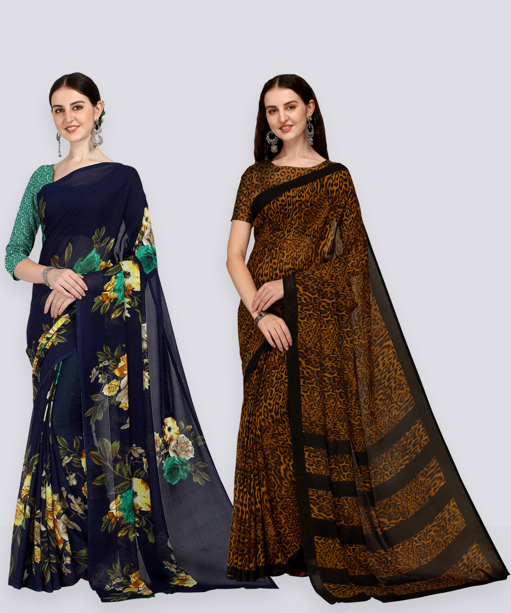     			ANAND SAREES Georgette Printed Saree With Unstitched Blouse Piece ( Multicolor )