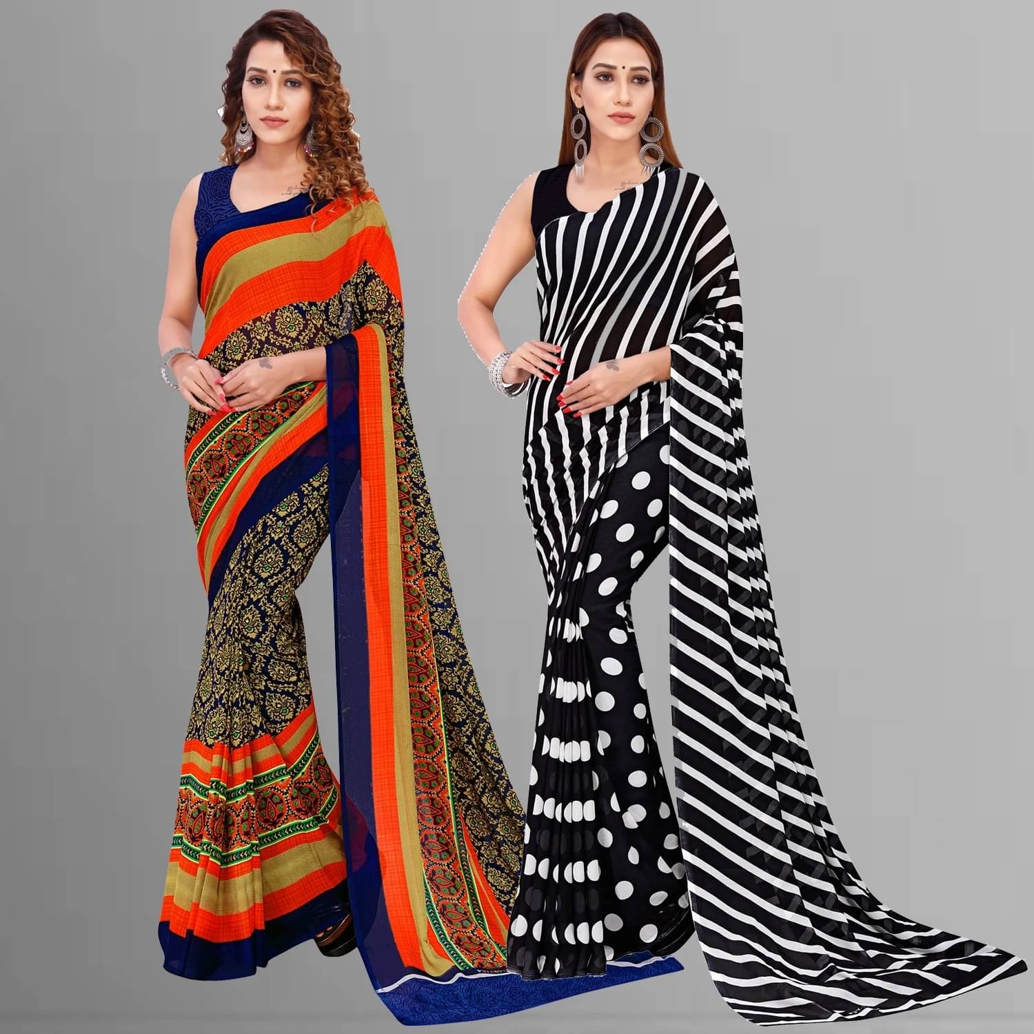 ANAND SAREES Georgette Printed Saree With Unstitched Blouse Piece ( Multicolor ) ANAND SAREES Georgette Printed Saree With Unstitched Blouse Piece ( Multicolor )