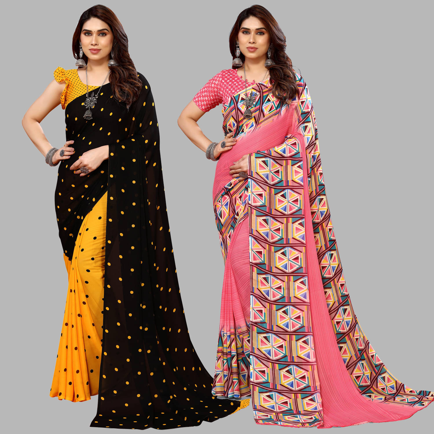     			ANAND SAREES Georgette Printed Saree With Unstitched Blouse Piece ( Multicolor )