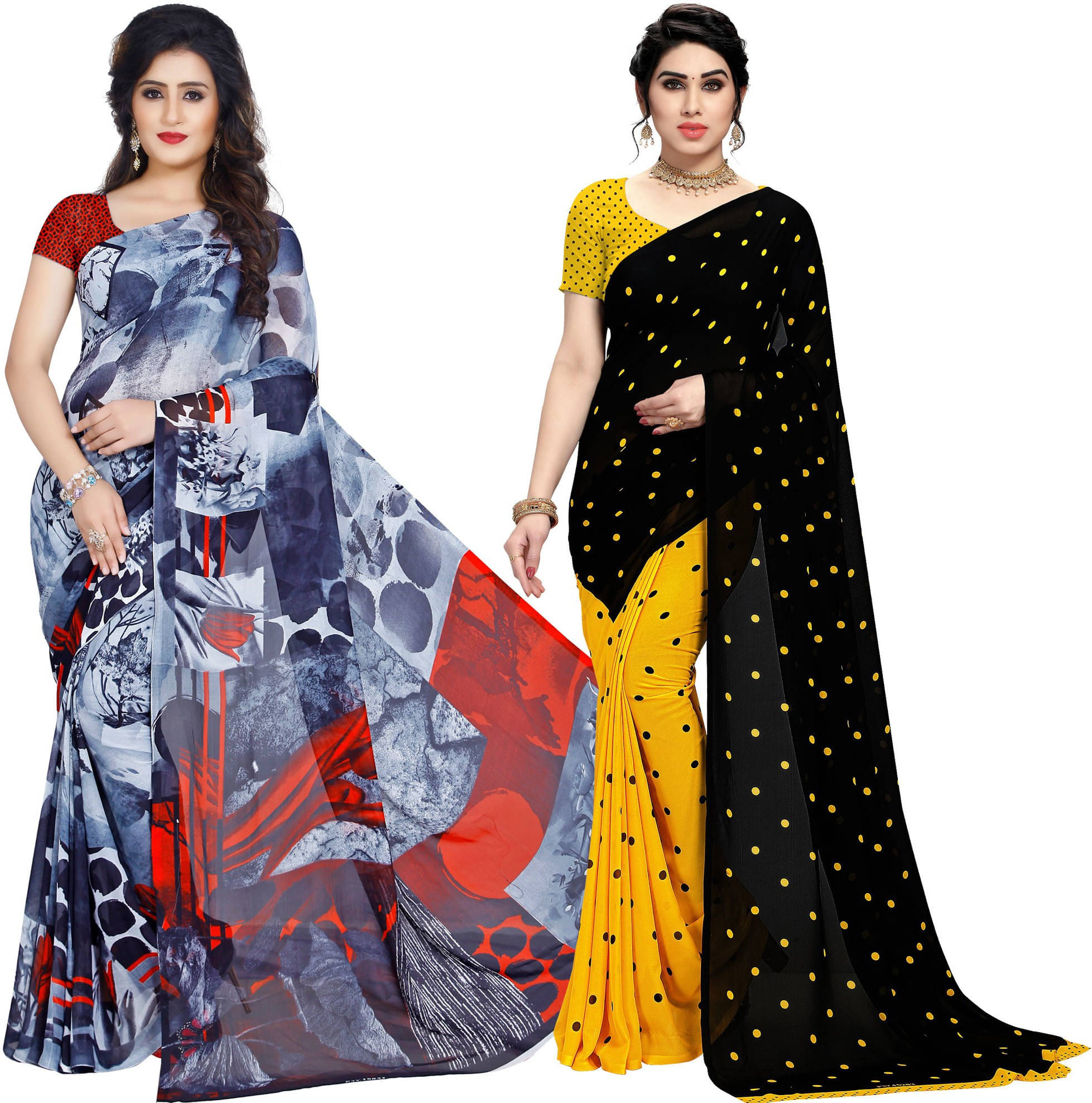     			ANAND SAREES Georgette Printed Saree With Unstitched Blouse Piece ( Multicolor )