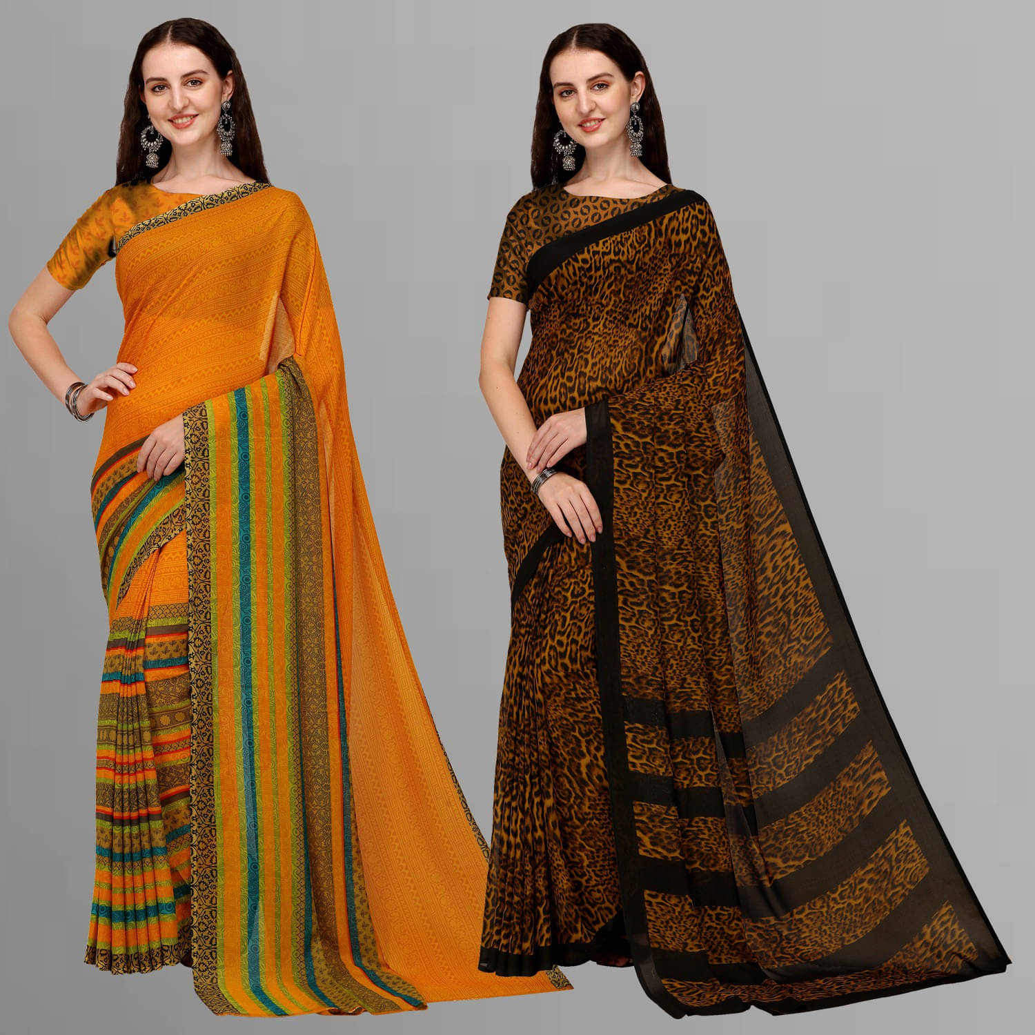 ANAND SAREES Georgette Printed Saree With Unstitched Blouse Piece ( Multicolor ) ANAND SAREES Georgette Printed Saree With Unstitched Blouse Piece ( Multicolor )