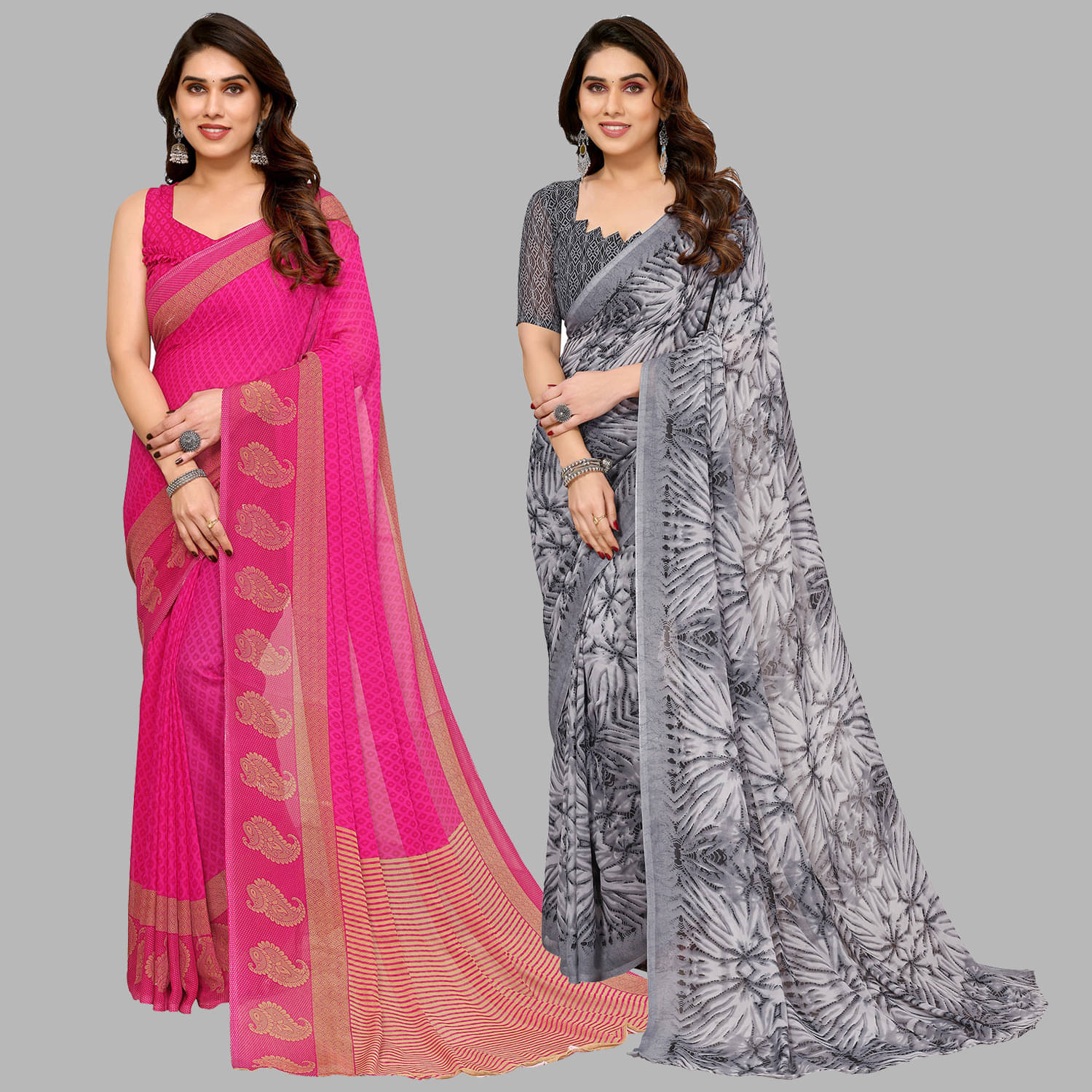 ANAND SAREES Georgette Printed Saree With Unstitched Blouse Piece ( Multicolor ) ANAND SAREES Georgette Printed Saree With Unstitched Blouse Piece ( Multicolor )