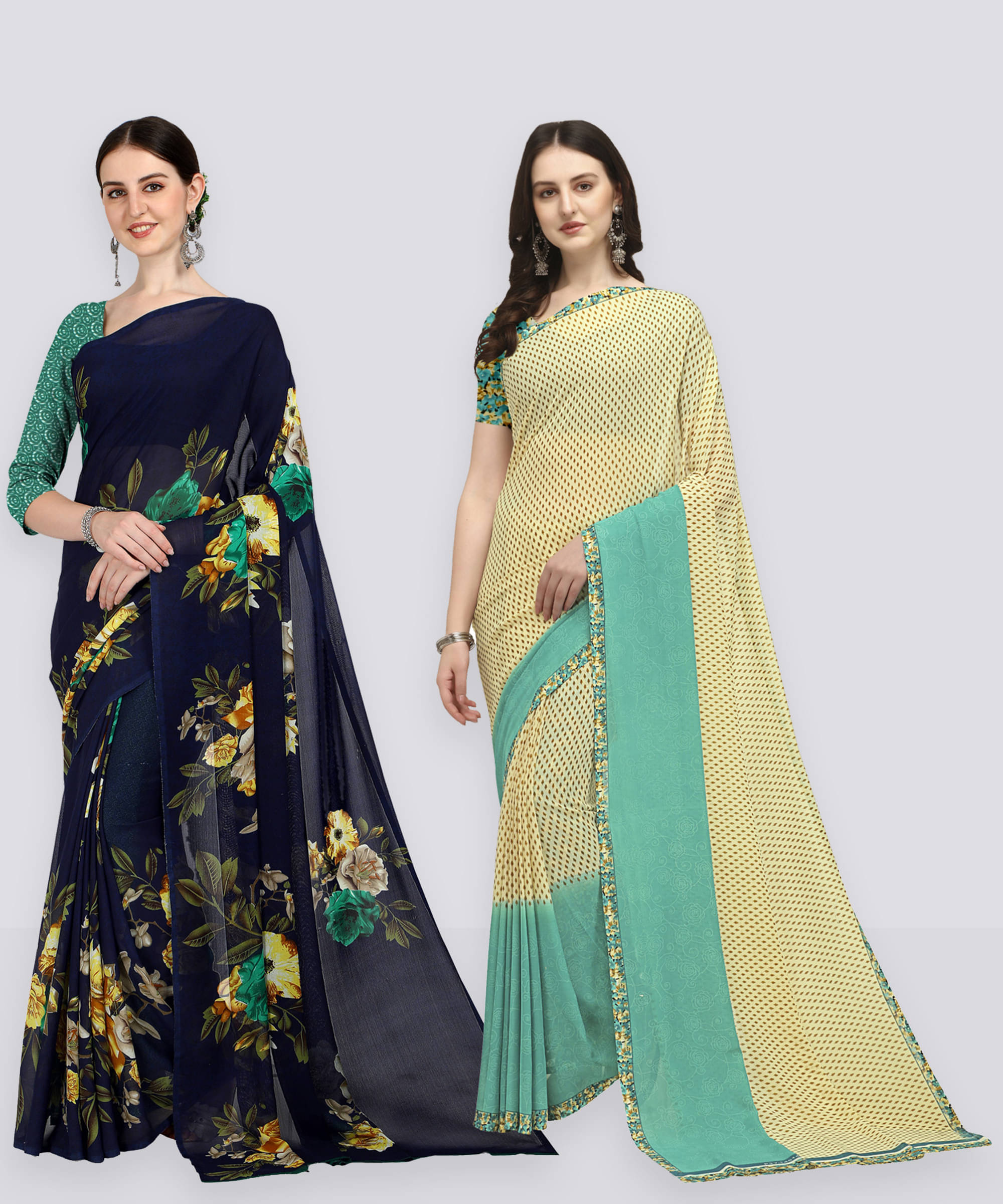     			ANAND SAREES Georgette Printed Saree With Unstitched Blouse Piece ( Multicolor )