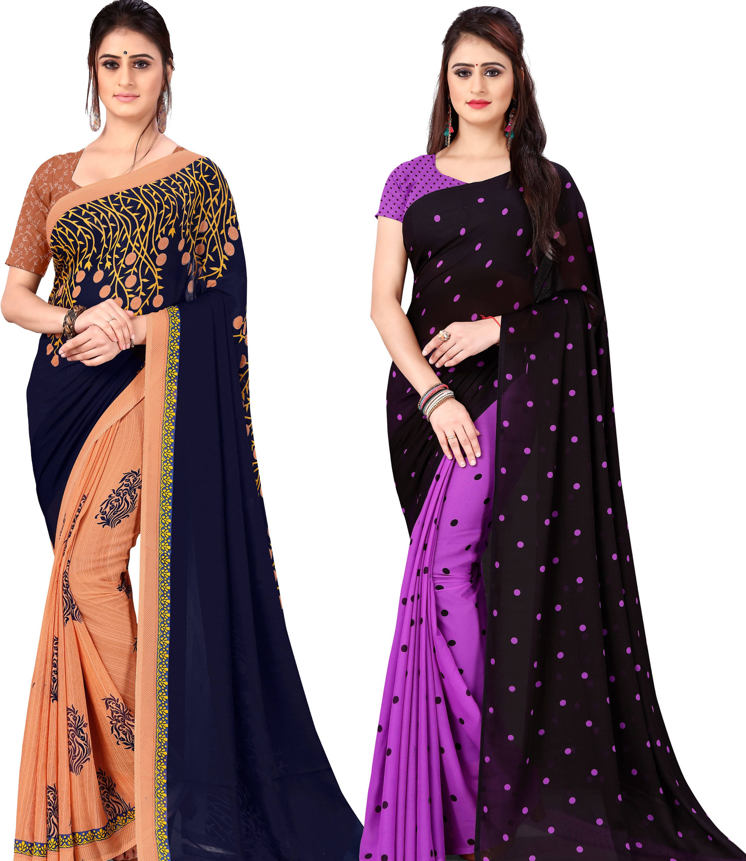     			ANAND SAREES Georgette Printed Saree With Unstitched Blouse Piece ( Multicolor )