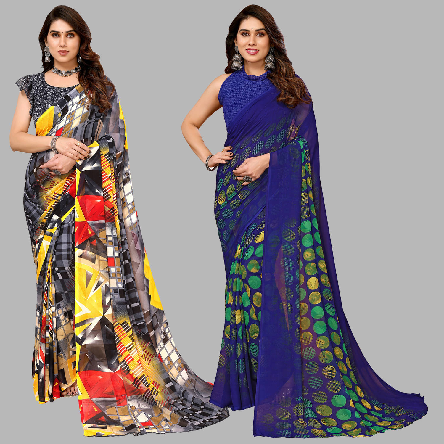 ANAND SAREES Georgette Printed Saree With Unstitched Blouse Piece ( Multicolor ) ANAND SAREES Georgette Printed Saree With Unstitched Blouse Piece ( Multicolor )