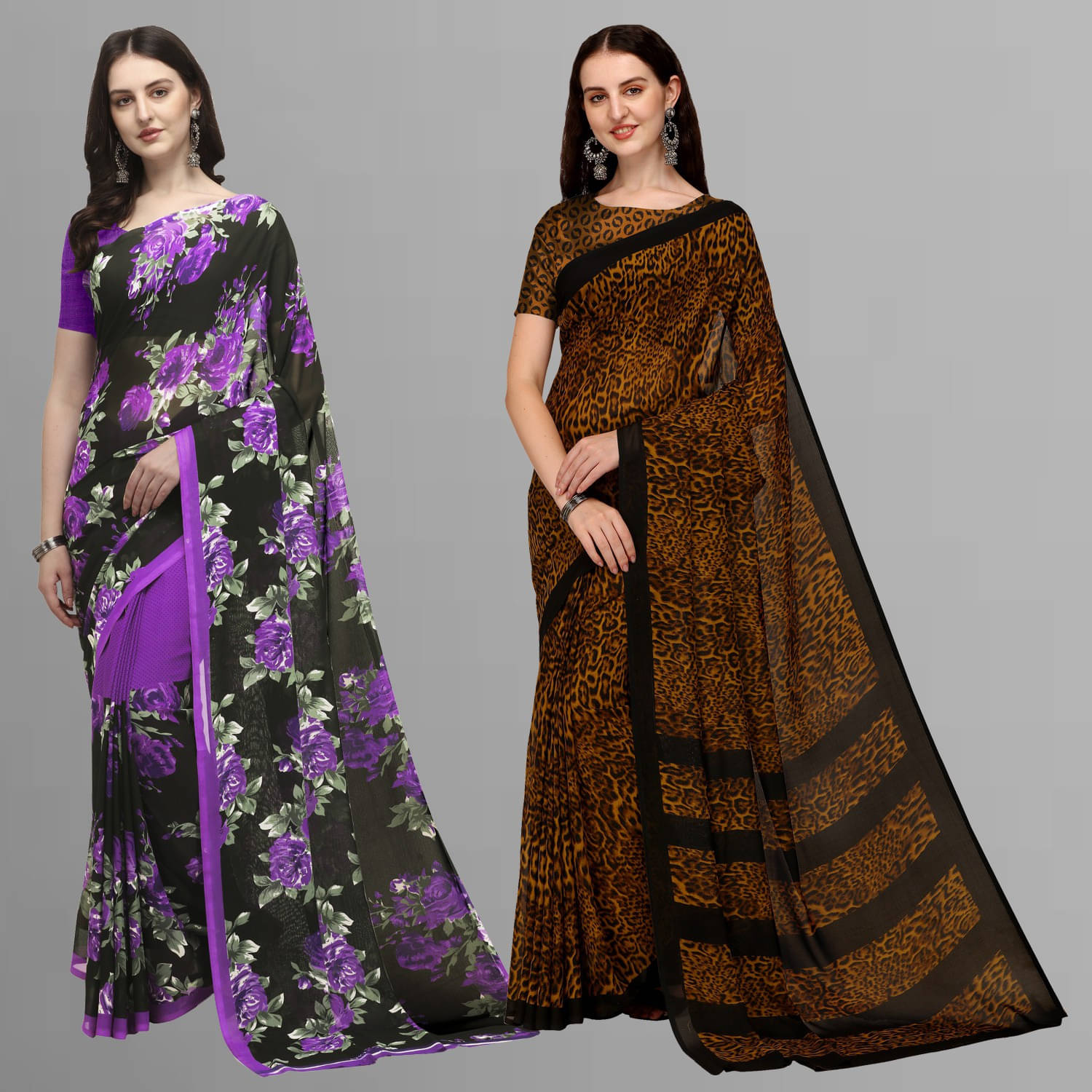 ANAND SAREES Georgette Printed Saree With Unstitched Blouse Piece ( Multicolor ) ANAND SAREES Georgette Printed Saree With Unstitched Blouse Piece ( Multicolor )