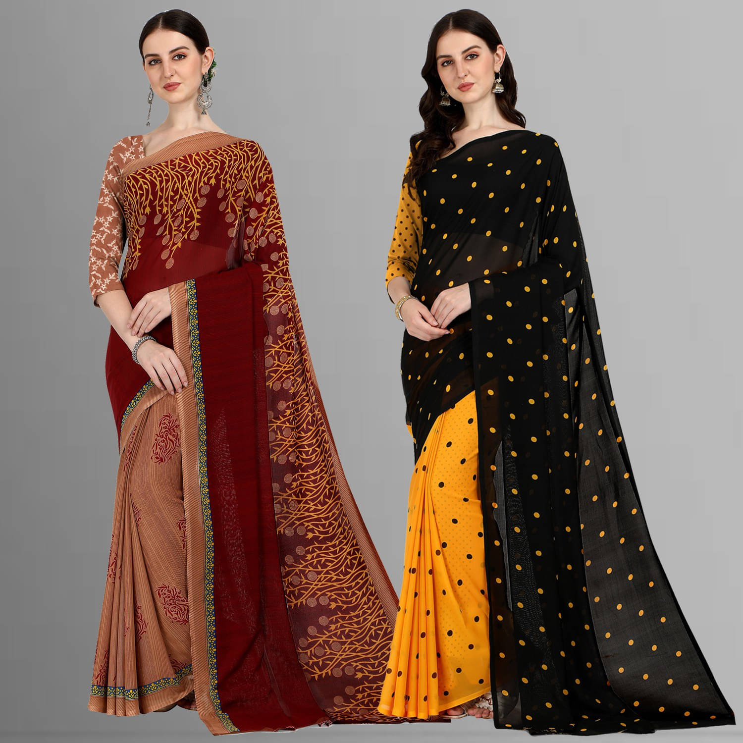     			ANAND SAREES Georgette Printed Saree With Unstitched Blouse Piece ( Multicolor )