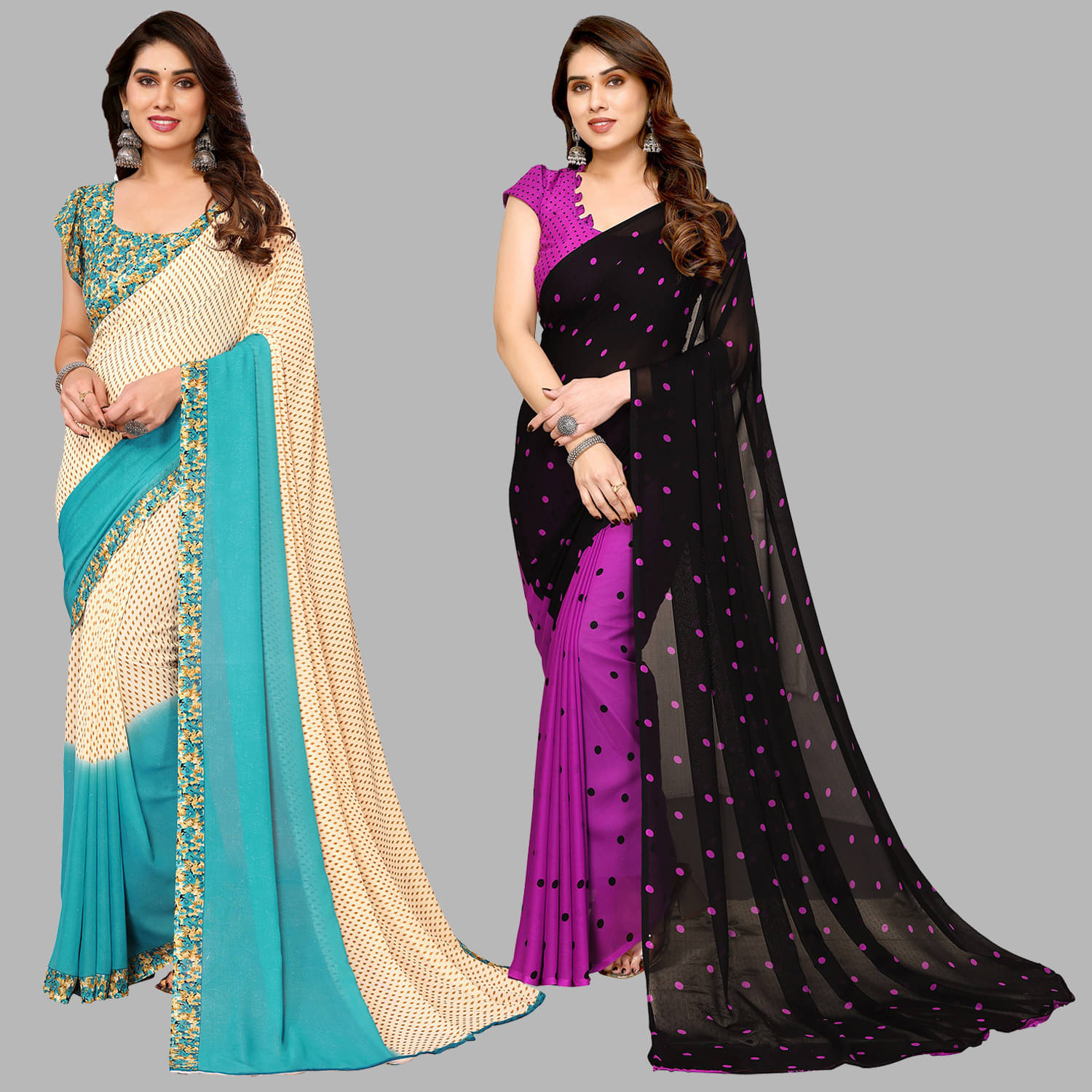     			ANAND SAREES Georgette Printed Saree With Unstitched Blouse Piece ( Multicolor )
