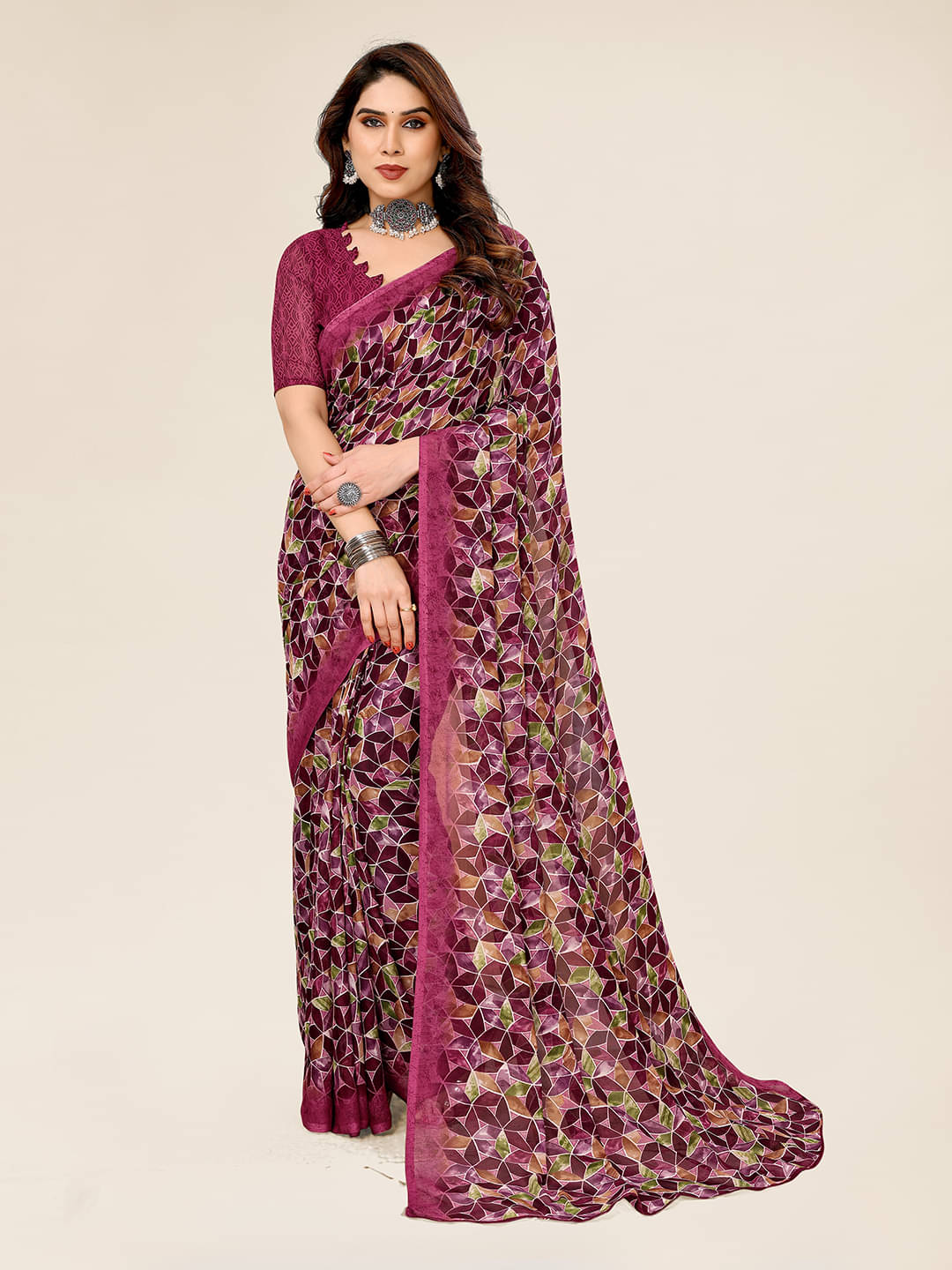 ANAND SAREES Georgette Printed Chanderi saree With Unstitched Blouse Piece ( Pink ) ANAND SAREES Georgette Printed Chanderi saree With Unstitched Blouse Piece ( Pink )