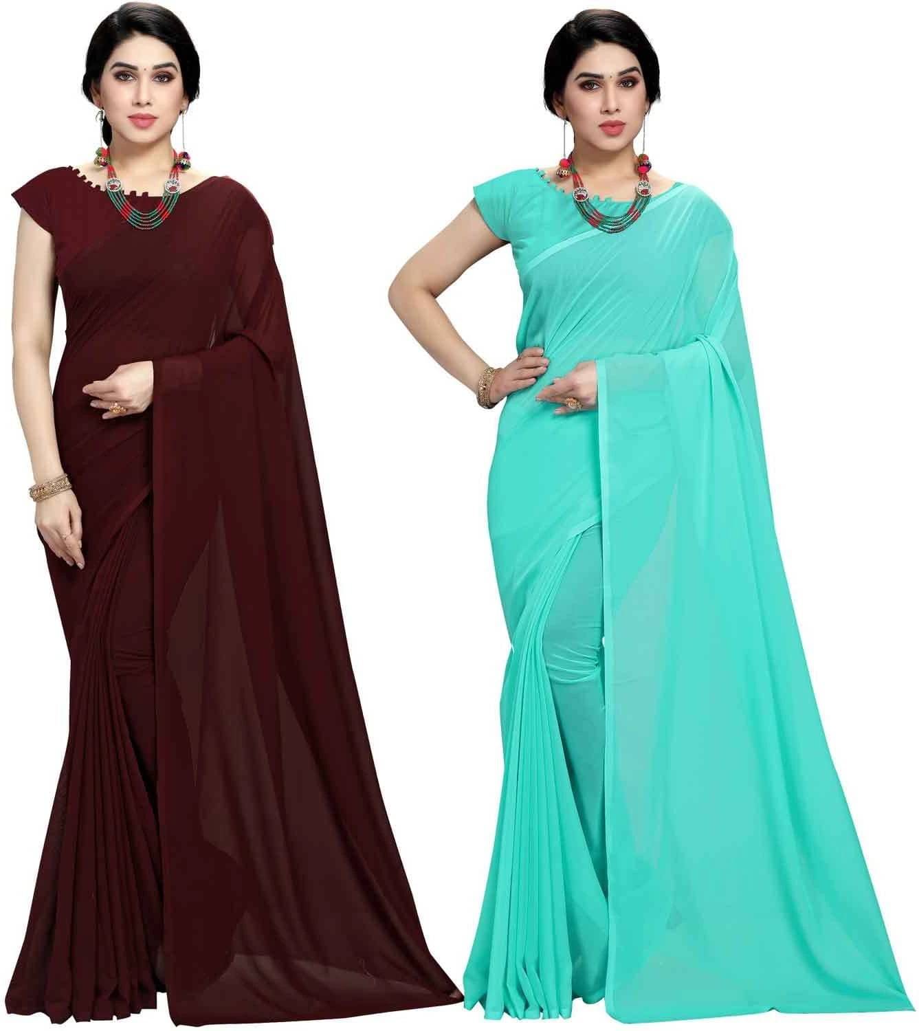     			ANAND SAREES Georgette Printed Saree With Unstitched Blouse Piece ( Multicolor )