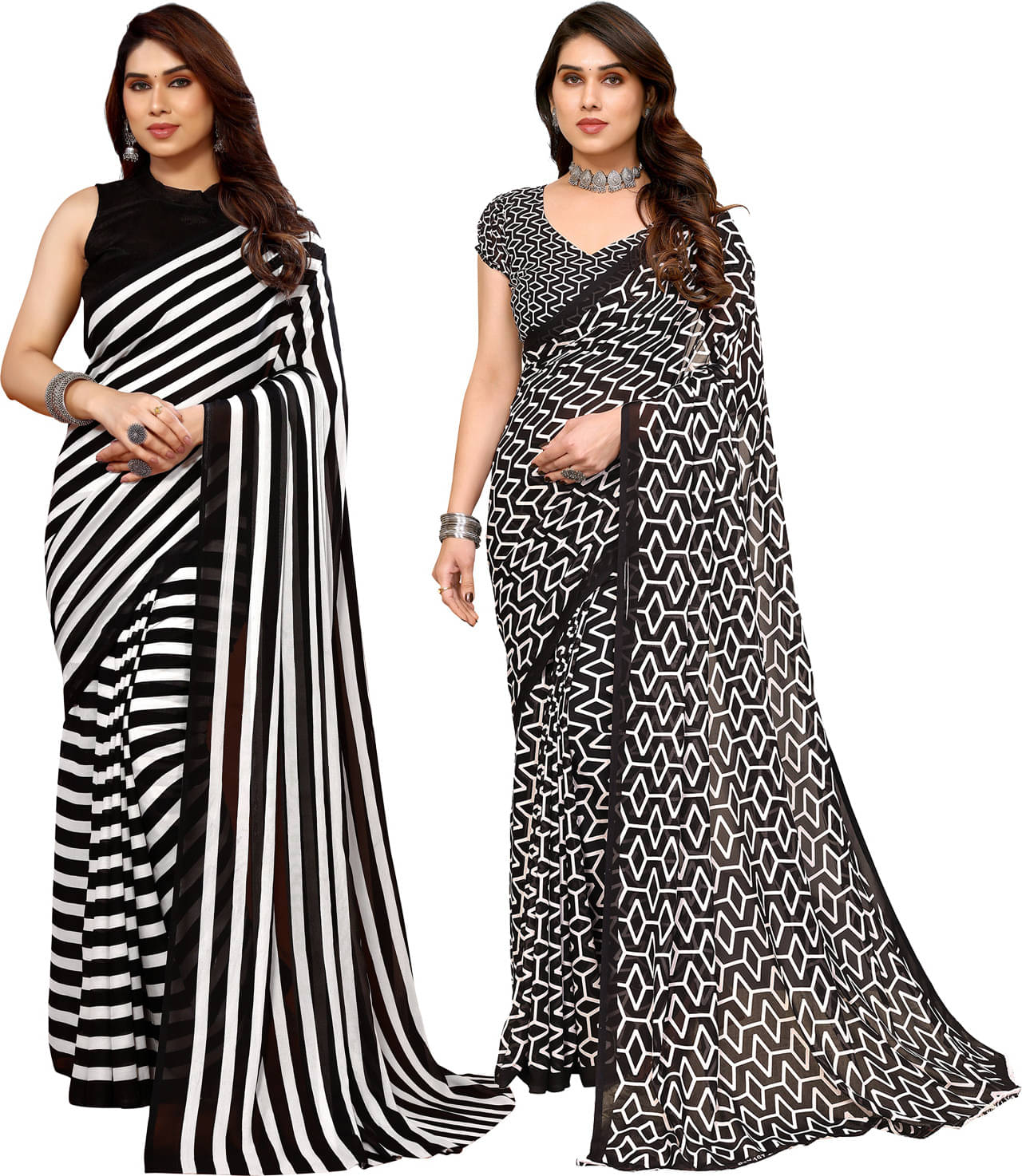     			ANAND SAREES Georgette Printed Saree With Unstitched Blouse Piece ( Black )