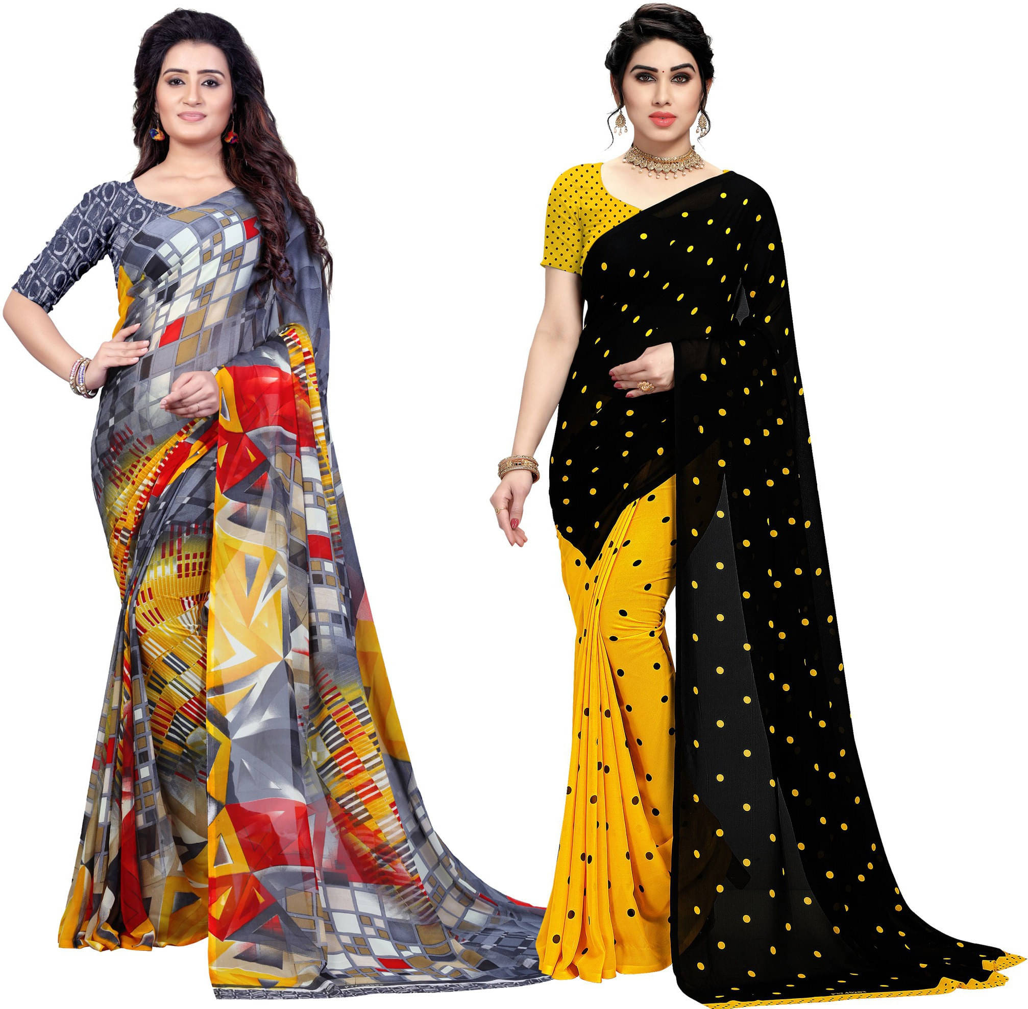    			ANAND SAREES Georgette Printed Saree With Unstitched Blouse Piece ( Multicolor )
