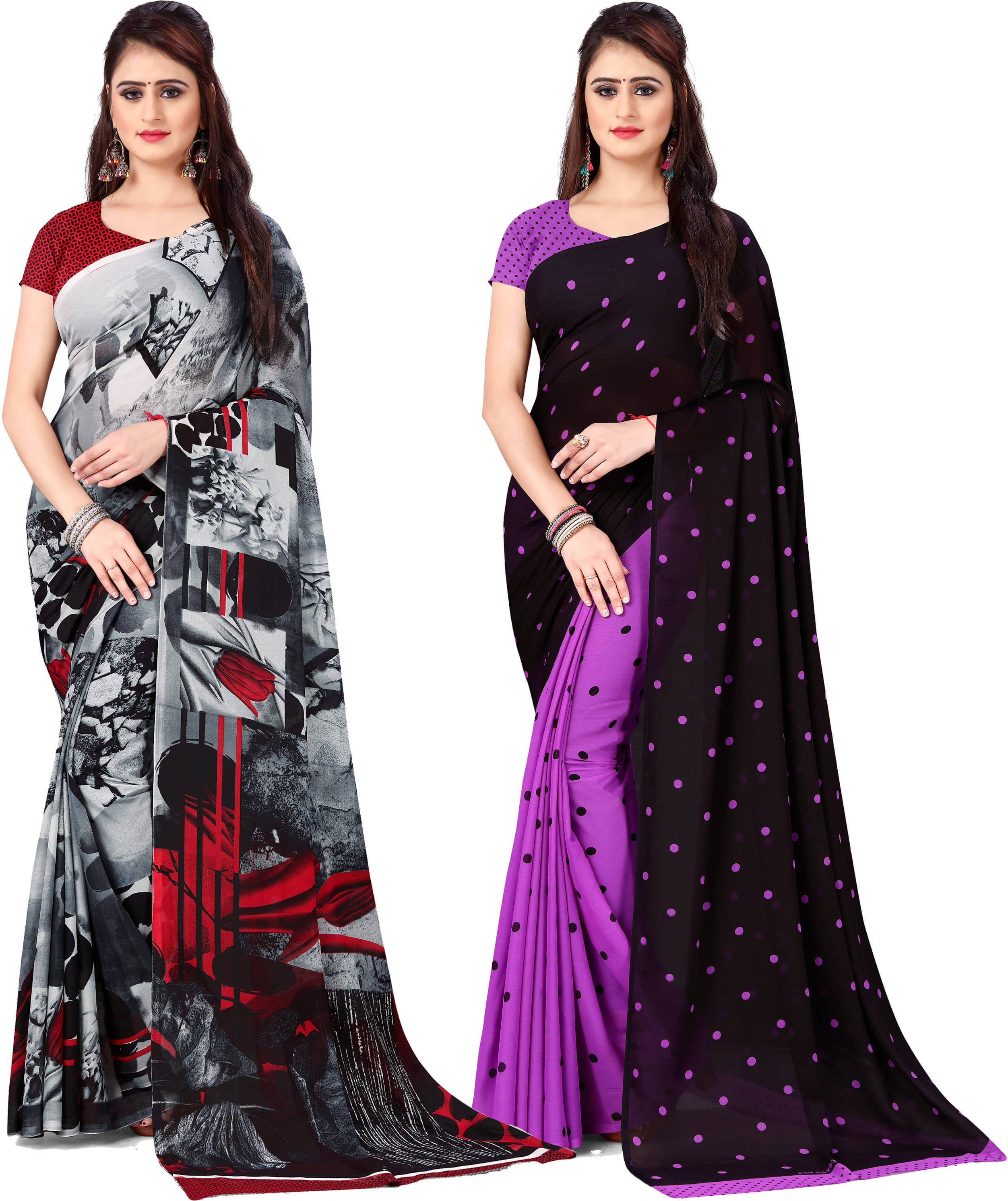     			ANAND SAREES Georgette Printed Saree With Unstitched Blouse Piece ( Multicolor )