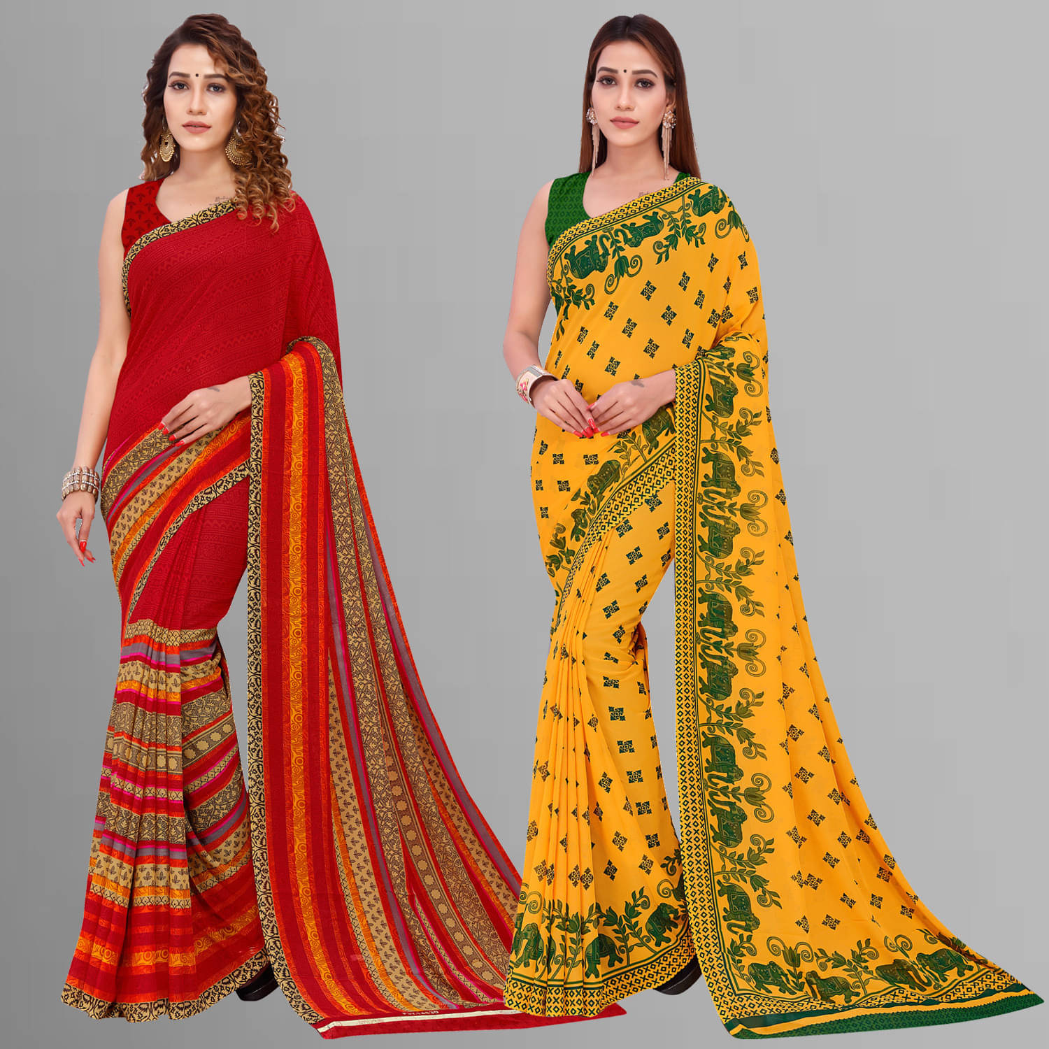 ANAND SAREES Georgette Printed Saree With Unstitched Blouse Piece ( Multicolor )     			ANAND SAREES Georgette Printed Saree With Unstitched Blouse Piece ( Multicolor )