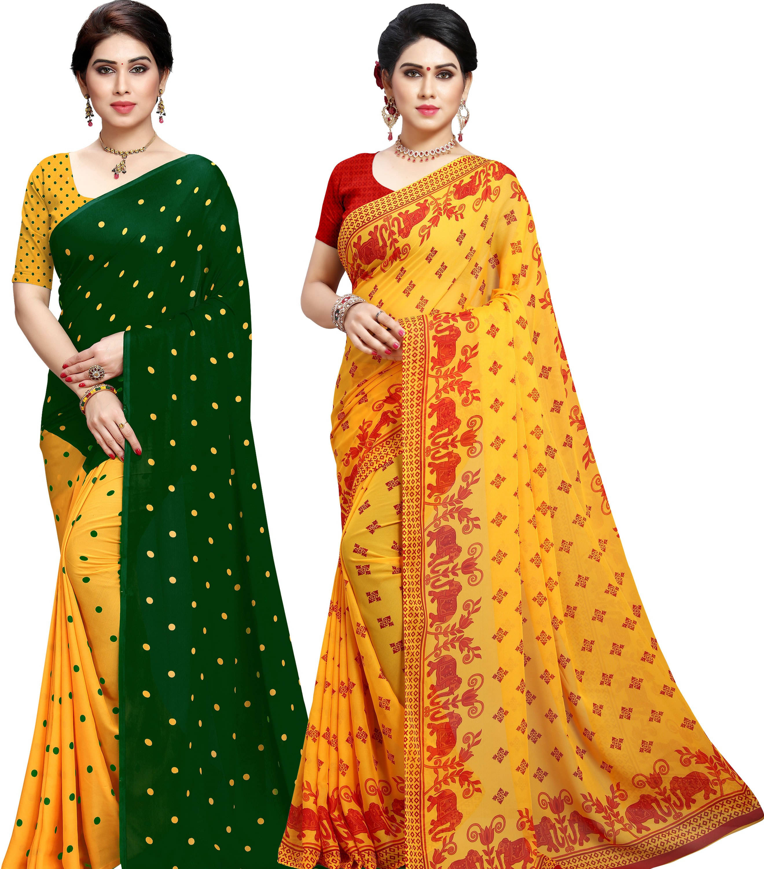     			ANAND SAREES Georgette Printed Saree With Unstitched Blouse Piece ( Multicolor )