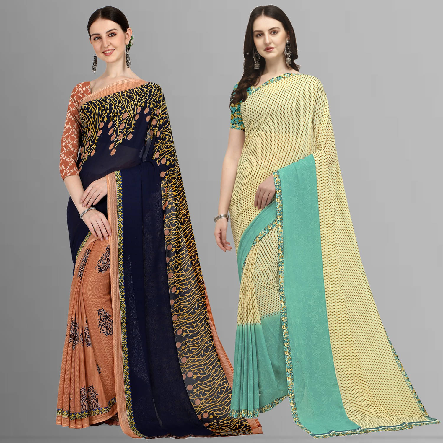     			ANAND SAREES Georgette Printed Saree With Unstitched Blouse Piece ( Multicolor )